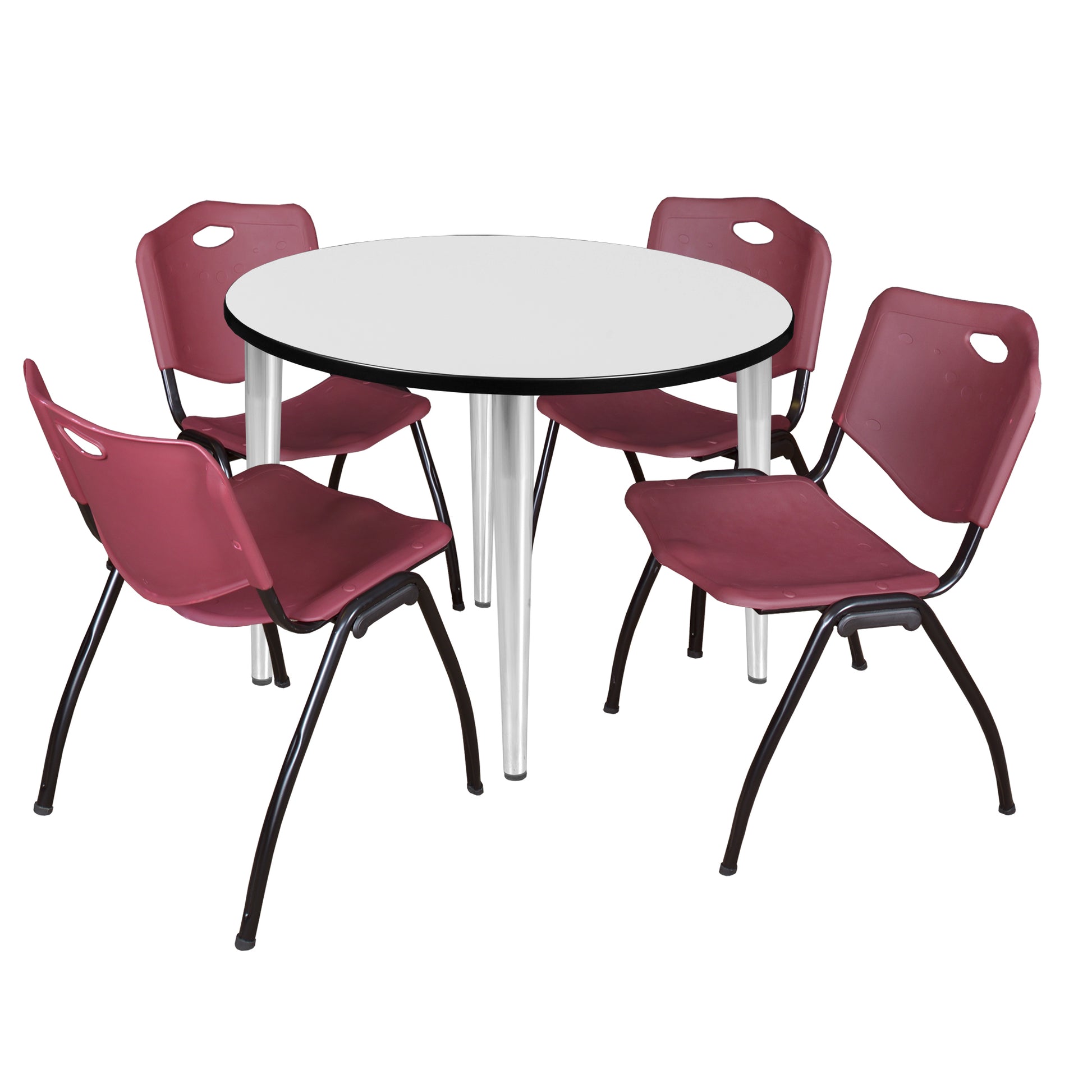 Regency Kahlo 42 in. Round Breakroom Table & 4 M Stack Chairs - SchoolOutlet
