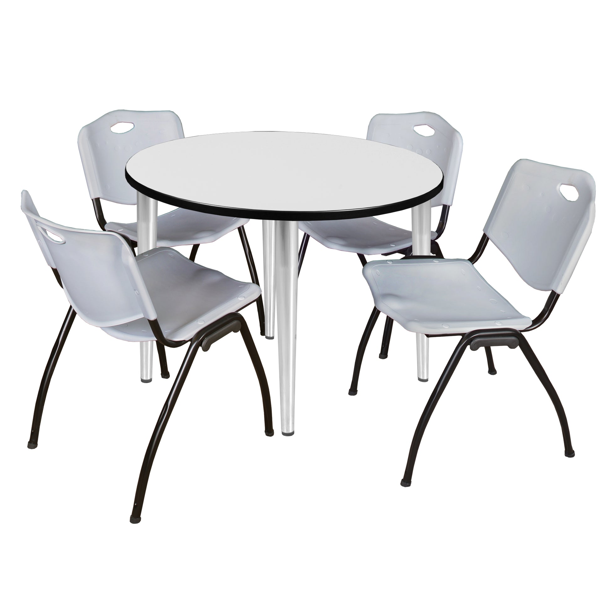 Regency Kahlo 42 in. Round Breakroom Table & 4 M Stack Chairs - SchoolOutlet