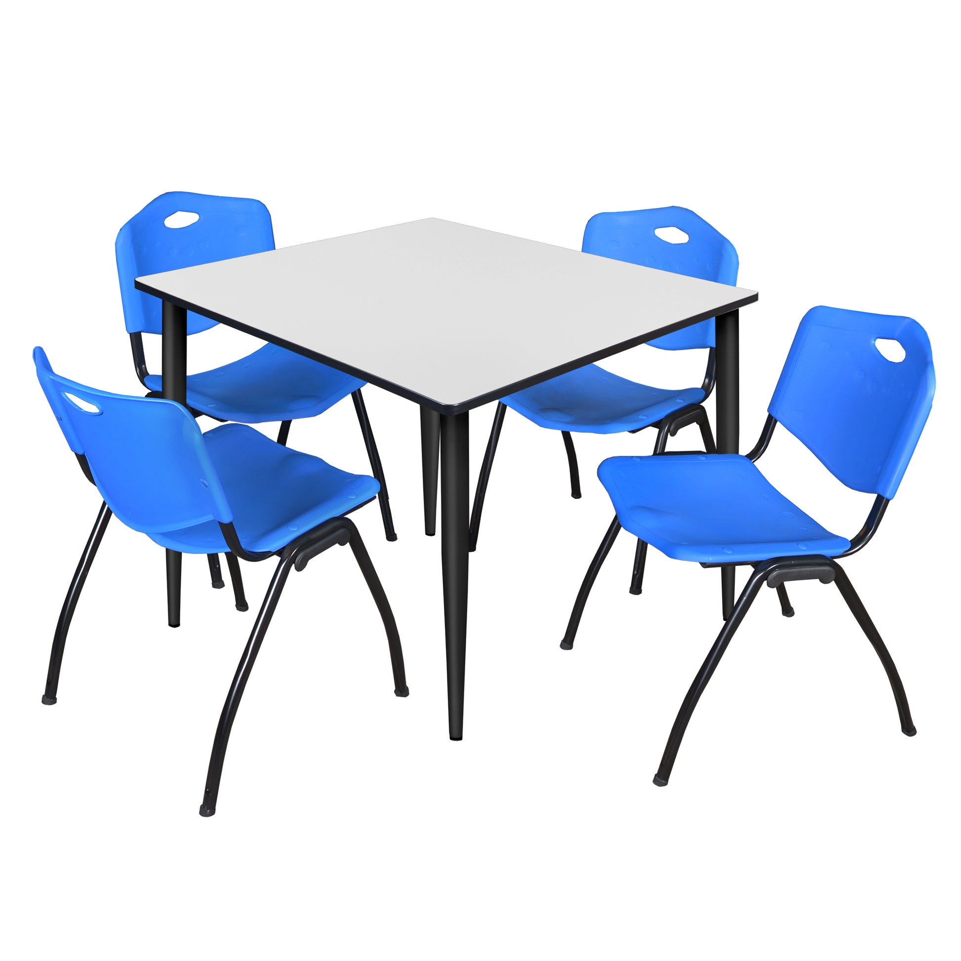 Regency Kahlo 48 in. Square Breakroom Table & 4 M Stack Chairs - SchoolOutlet
