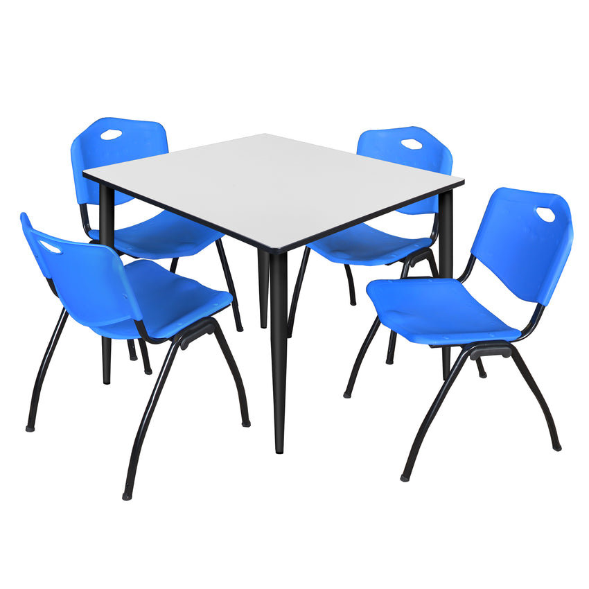 Regency Kahlo 48 in. Square Breakroom Table & 4 M Stack Chairs - SchoolOutlet