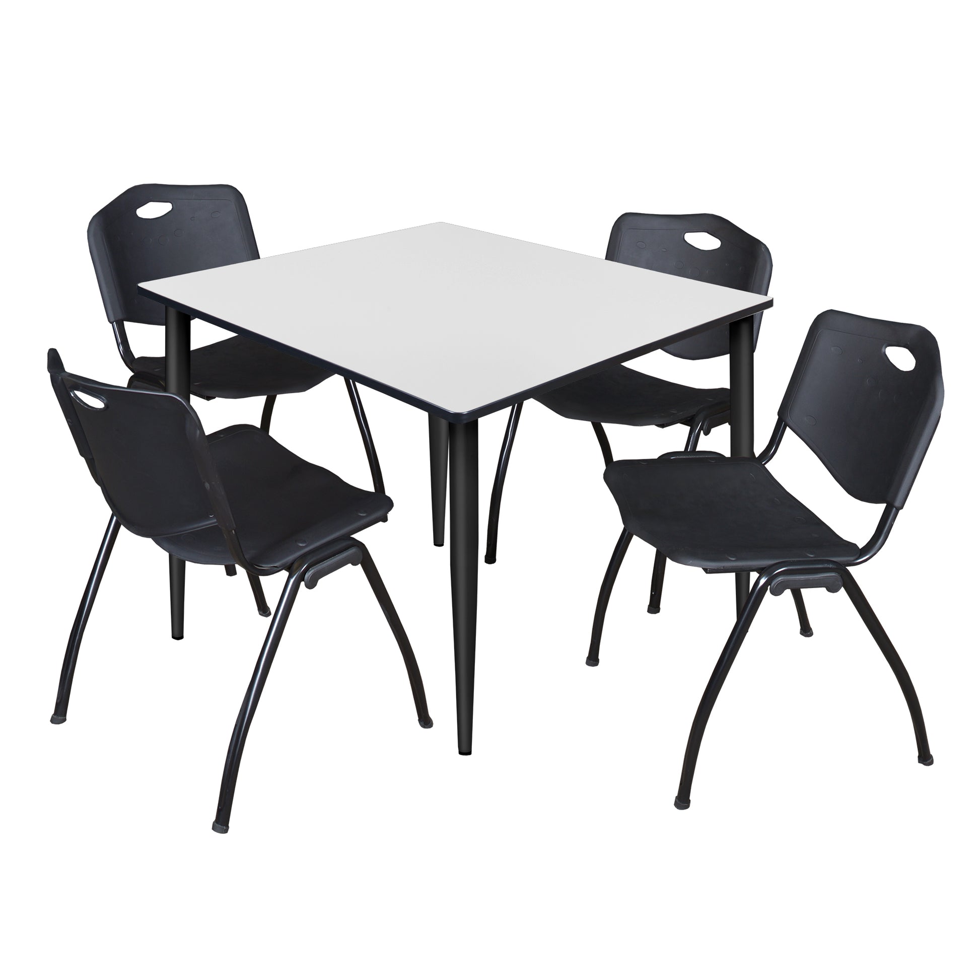 Regency Kahlo 48 in. Square Breakroom Table & 4 M Stack Chairs - SchoolOutlet
