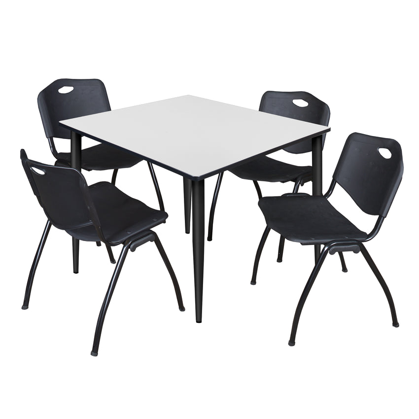 Regency Kahlo 48 in. Square Breakroom Table & 4 M Stack Chairs - SchoolOutlet