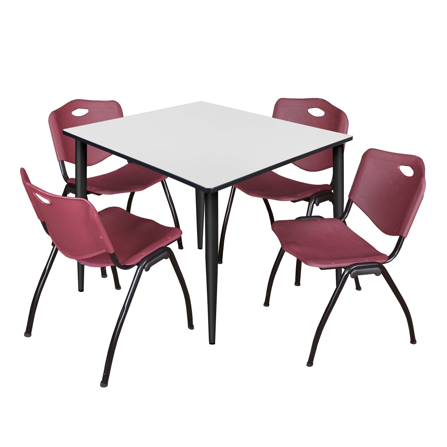 Regency Kahlo 48 in. Square Breakroom Table & 4 M Stack Chairs - SchoolOutlet