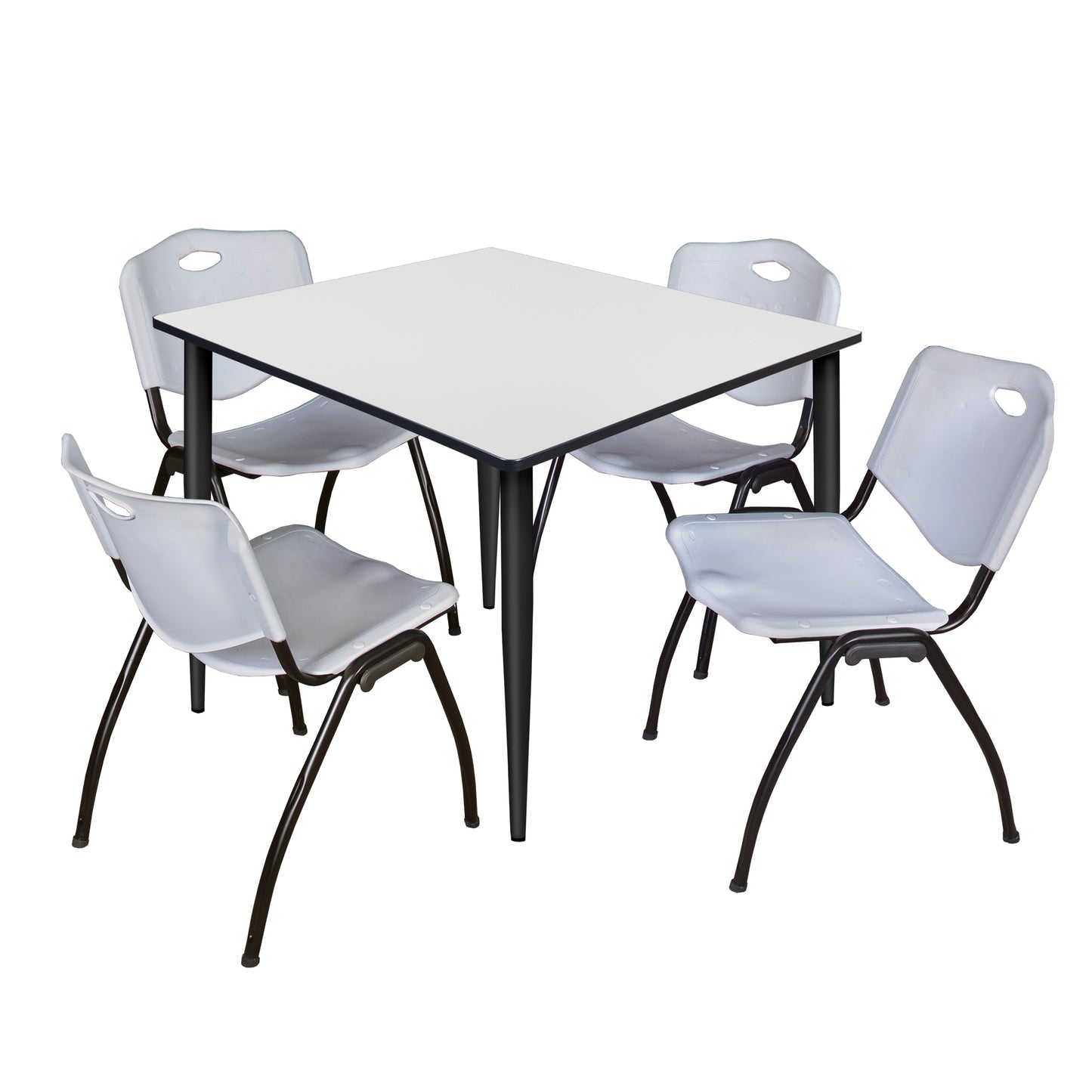 Regency Kahlo 48 in. Square Breakroom Table & 4 M Stack Chairs - SchoolOutlet