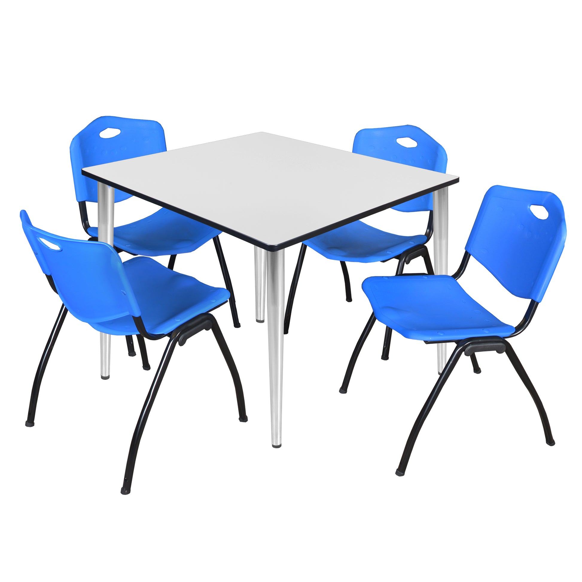 Regency Kahlo 48 in. Square Breakroom Table & 4 M Stack Chairs - SchoolOutlet