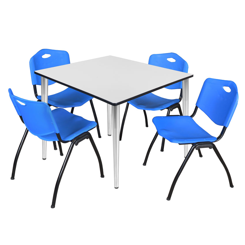 Regency Kahlo 48 in. Square Breakroom Table & 4 M Stack Chairs - SchoolOutlet