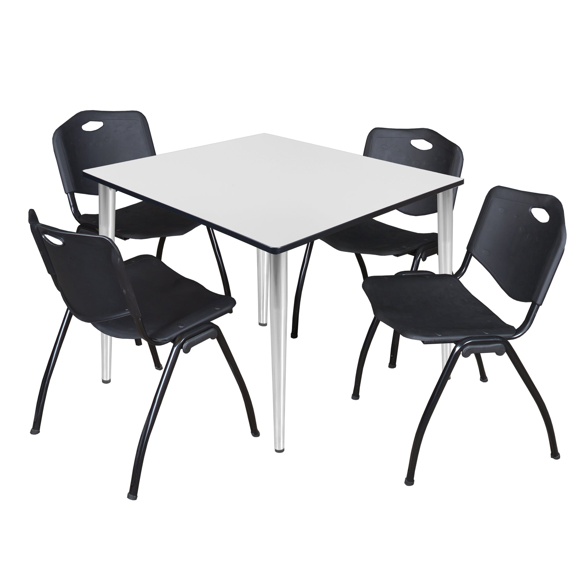 Regency Kahlo 48 in. Square Breakroom Table & 4 M Stack Chairs - SchoolOutlet