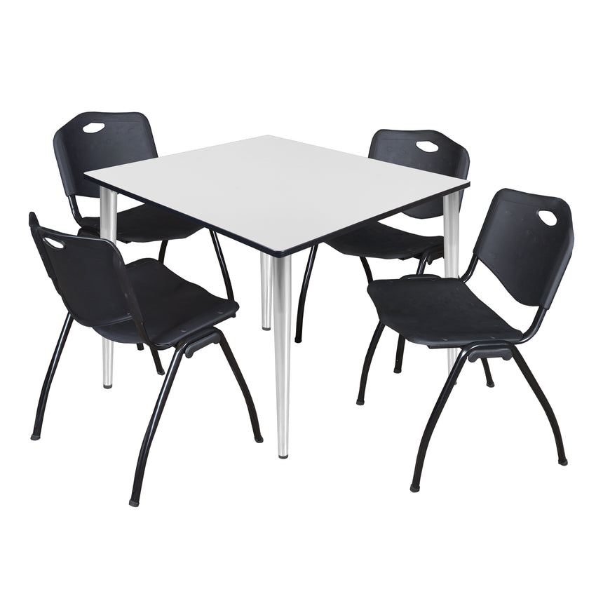 Regency Kahlo 48 in. Square Breakroom Table & 4 M Stack Chairs - SchoolOutlet