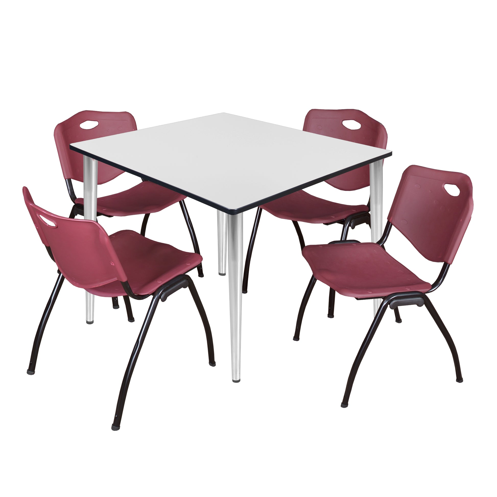 Regency Kahlo 48 in. Square Breakroom Table & 4 M Stack Chairs - SchoolOutlet