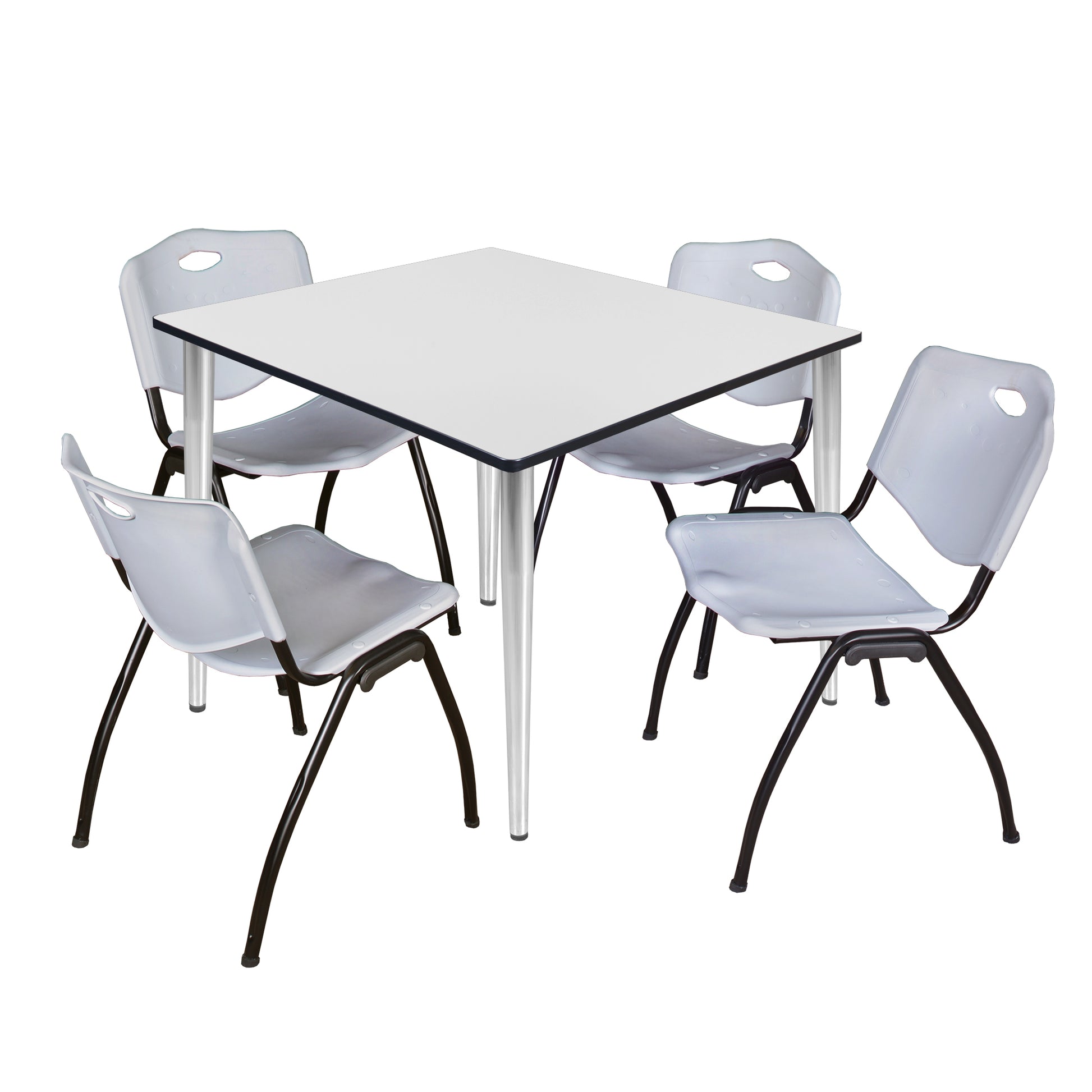 Regency Kahlo 48 in. Square Breakroom Table & 4 M Stack Chairs - SchoolOutlet