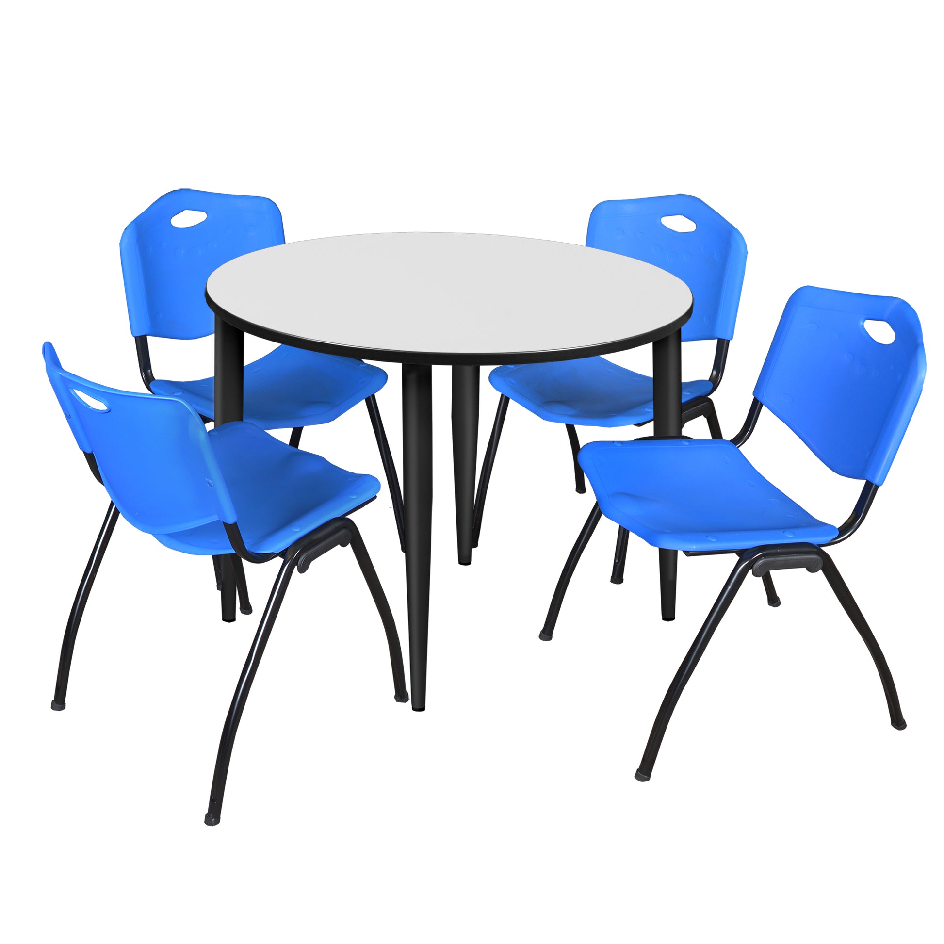 Regency Kahlo 48 in. Round Breakroom Table & 4 M Stack Chairs - SchoolOutlet