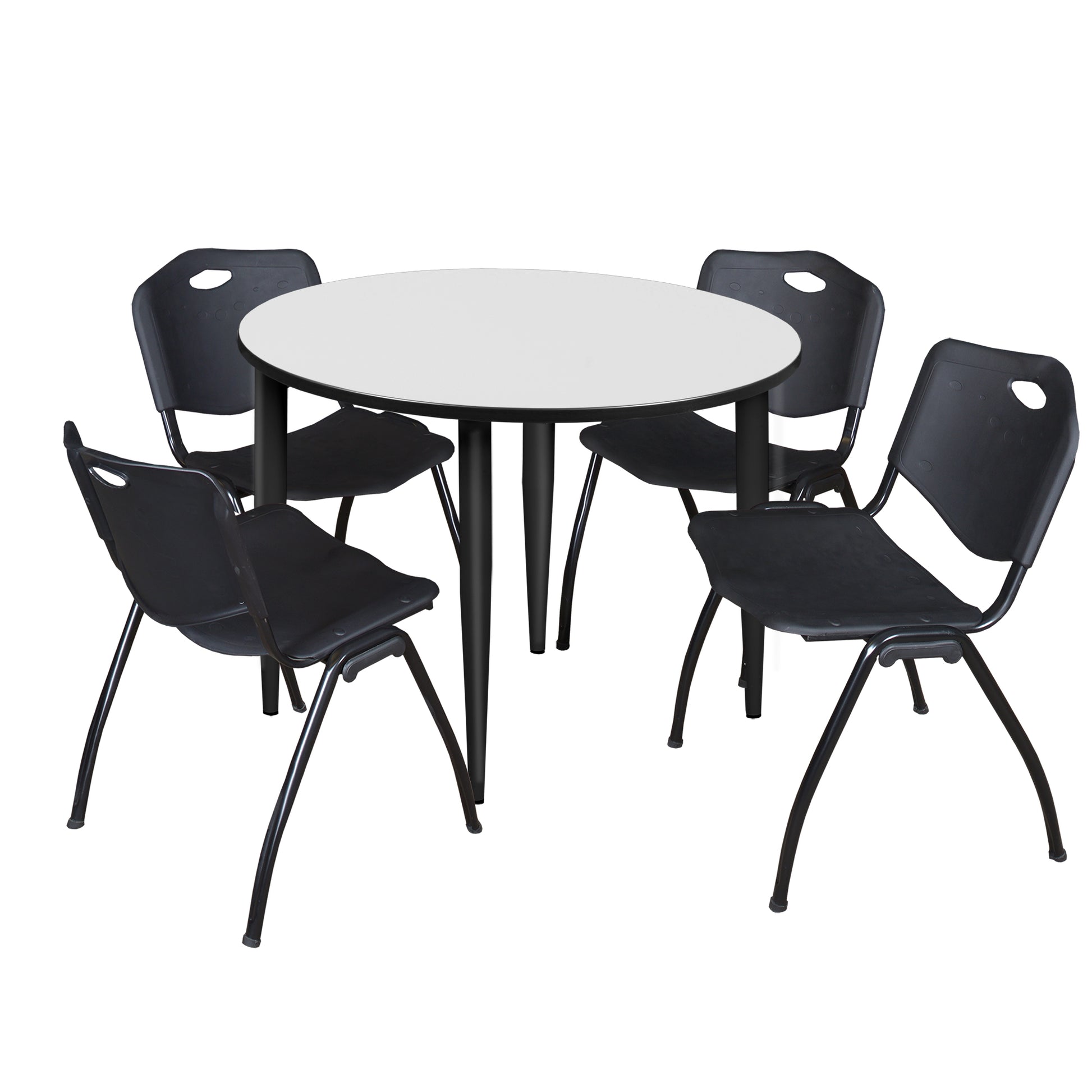Regency Kahlo 48 in. Round Breakroom Table & 4 M Stack Chairs - SchoolOutlet