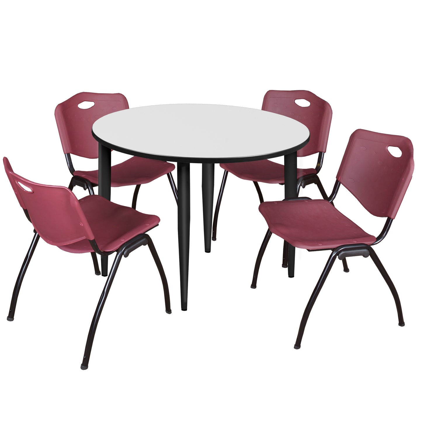 Regency Kahlo 48 in. Round Breakroom Table & 4 M Stack Chairs - SchoolOutlet