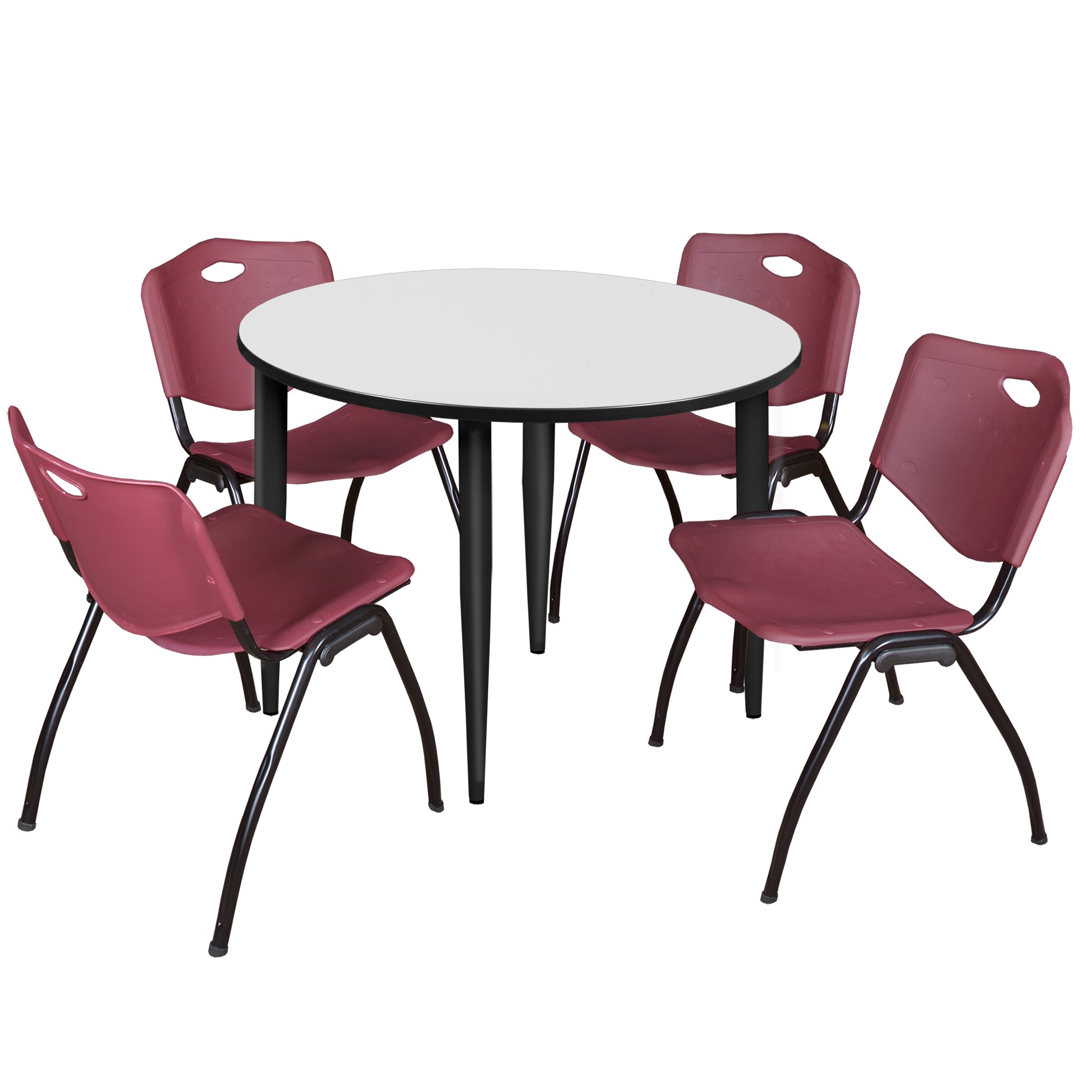 Regency Kahlo 48 in. Round Breakroom Table & 4 M Stack Chairs - SchoolOutlet