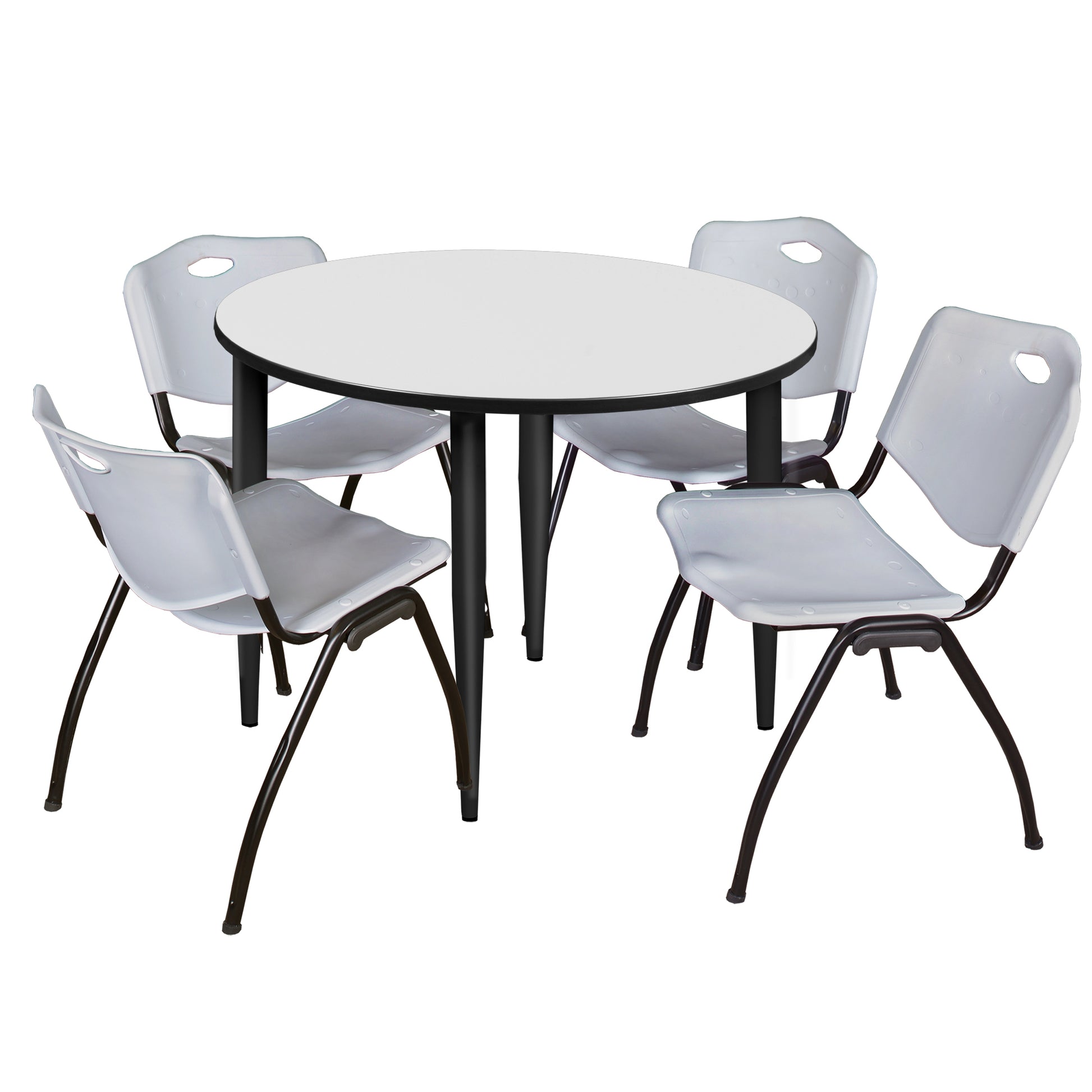 Regency Kahlo 48 in. Round Breakroom Table & 4 M Stack Chairs - SchoolOutlet