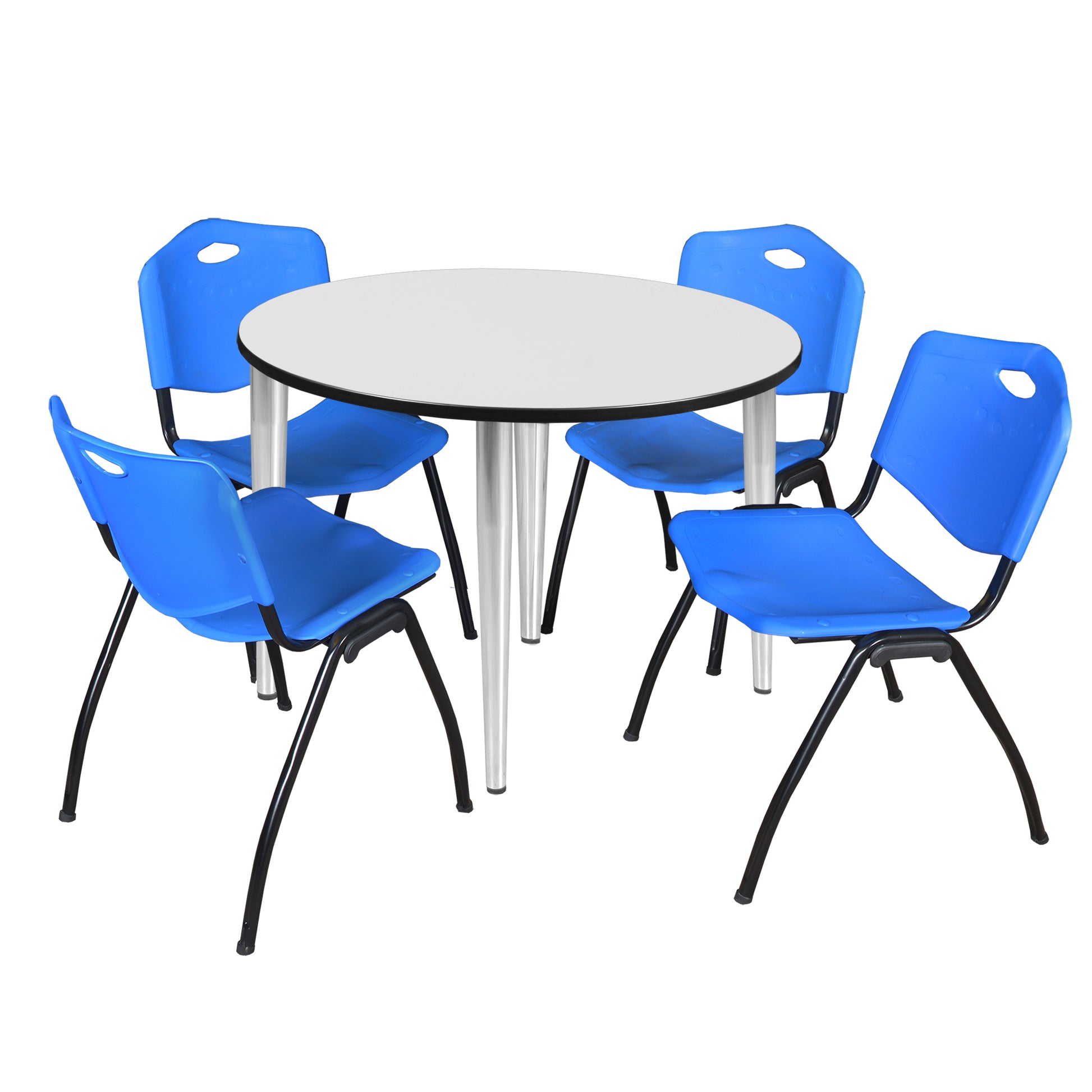 Regency Kahlo 48 in. Round Breakroom Table & 4 M Stack Chairs - SchoolOutlet