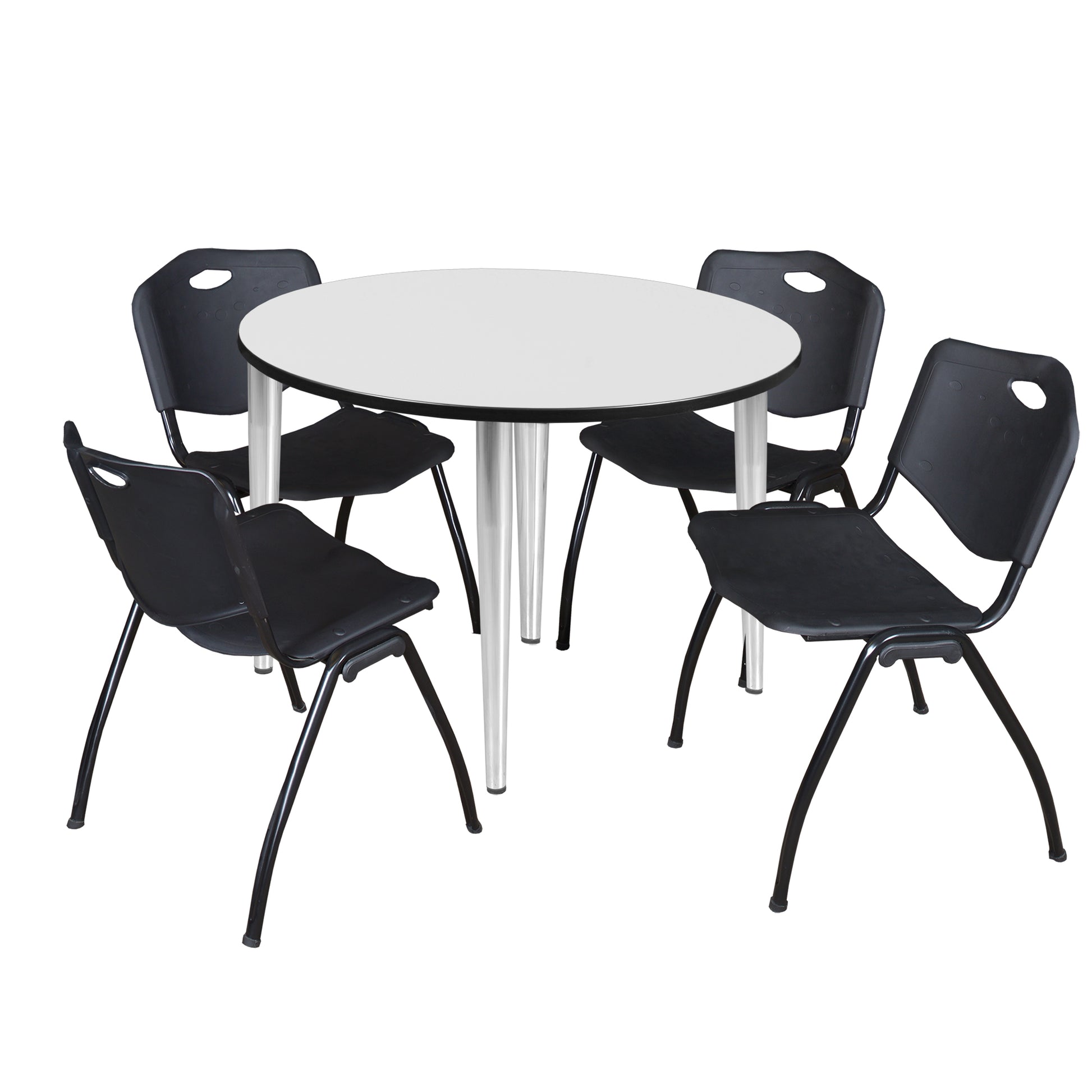 Regency Kahlo 48 in. Round Breakroom Table & 4 M Stack Chairs - SchoolOutlet