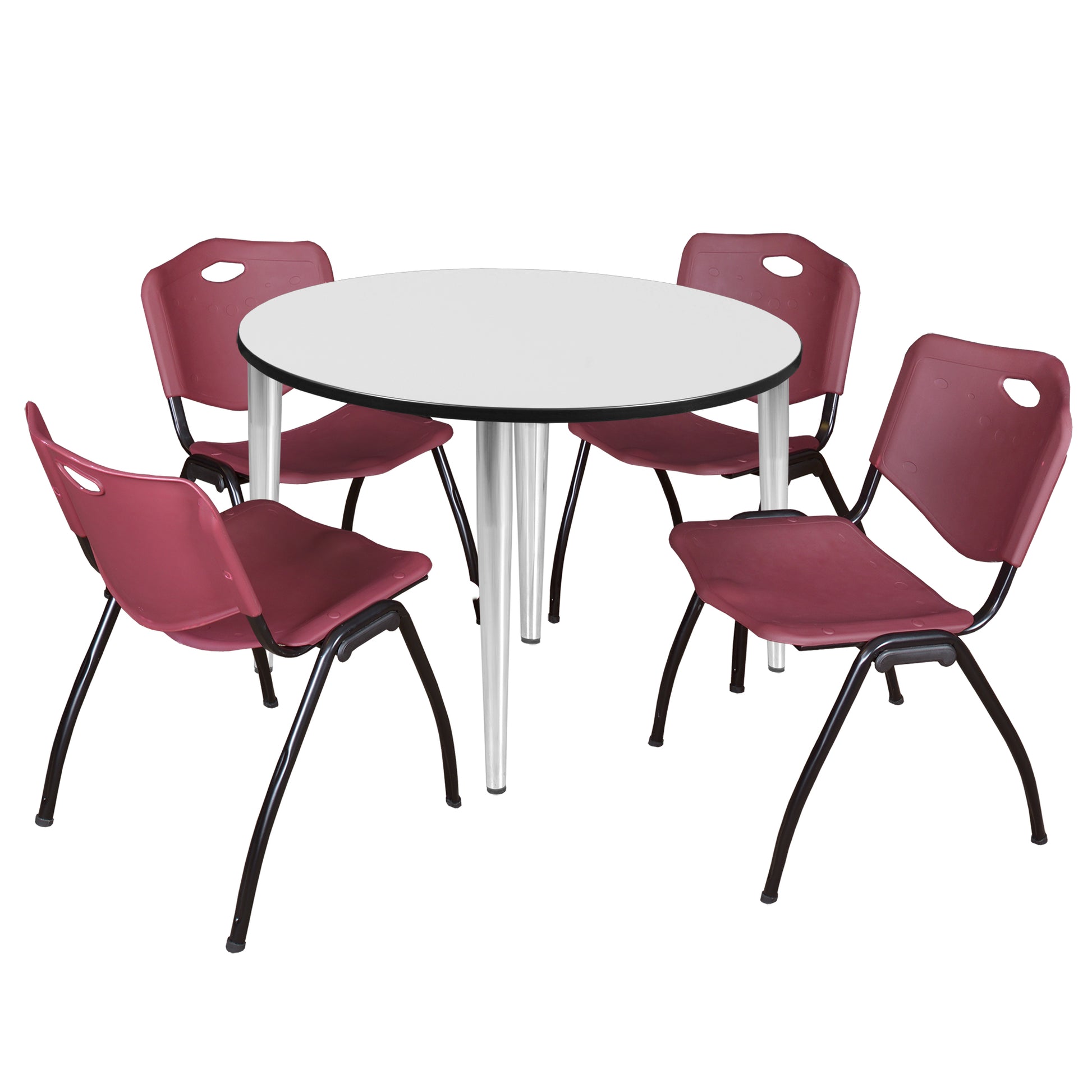 Regency Kahlo 48 in. Round Breakroom Table & 4 M Stack Chairs - SchoolOutlet