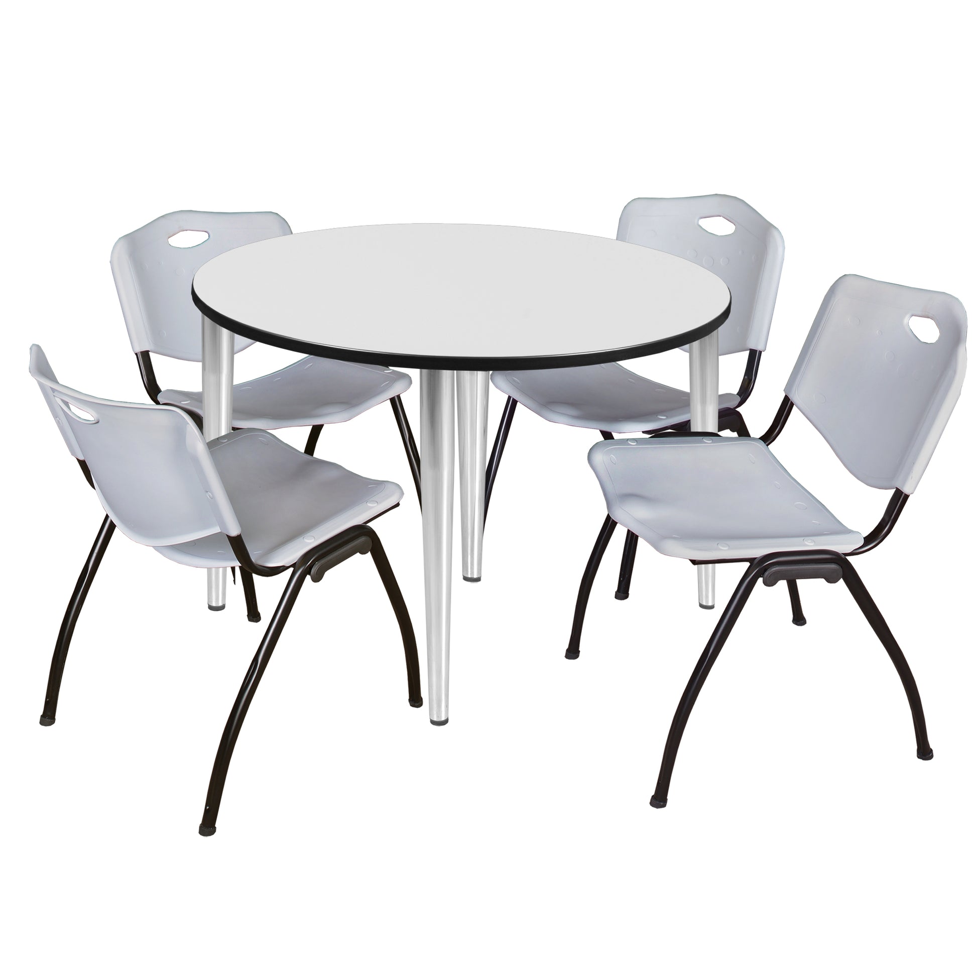 Regency Kahlo 48 in. Round Breakroom Table & 4 M Stack Chairs - SchoolOutlet