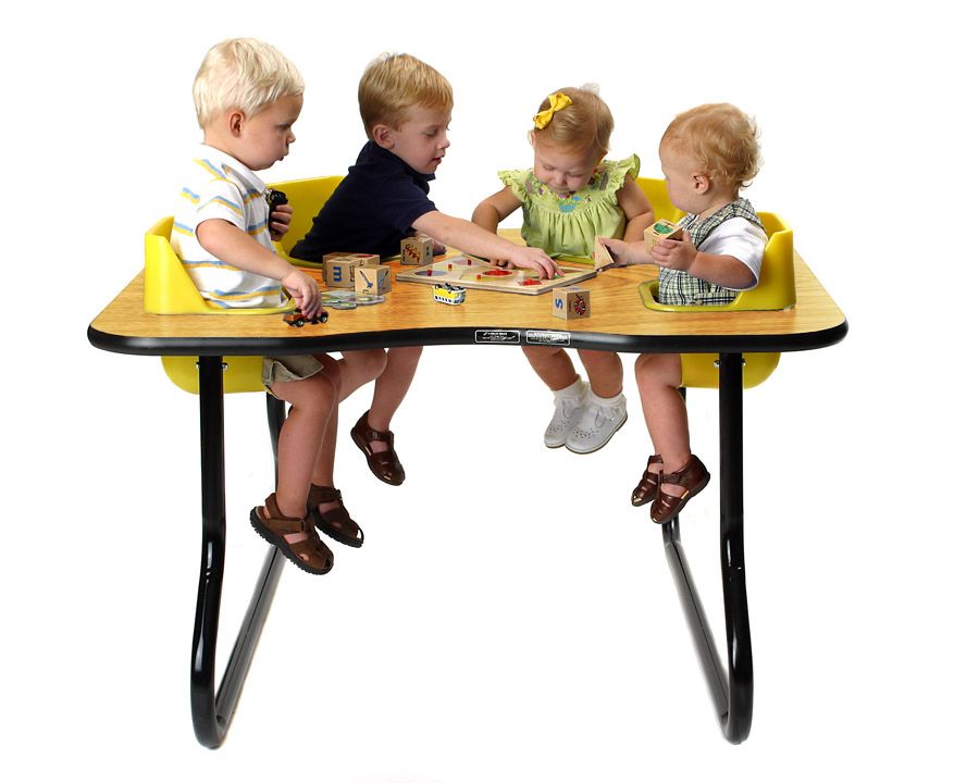 Four-Seat Kidney Toddler Table - Space Saver (27" H) (Toddler Tables TOD-TT427SS)