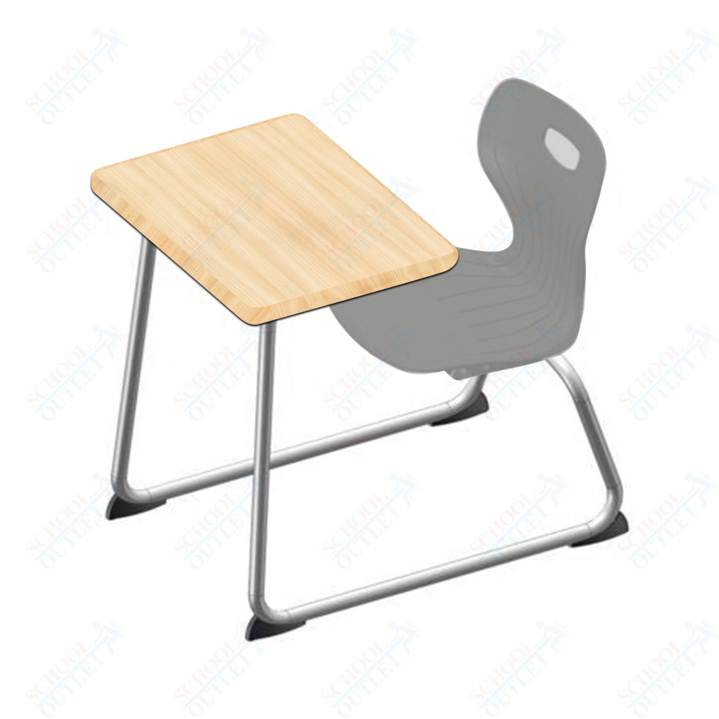 USA Capitol Euroflex 16" Seat Height Sled Combo Desks with Hard Palstic Top, no Bookrack (USC-3006HP)