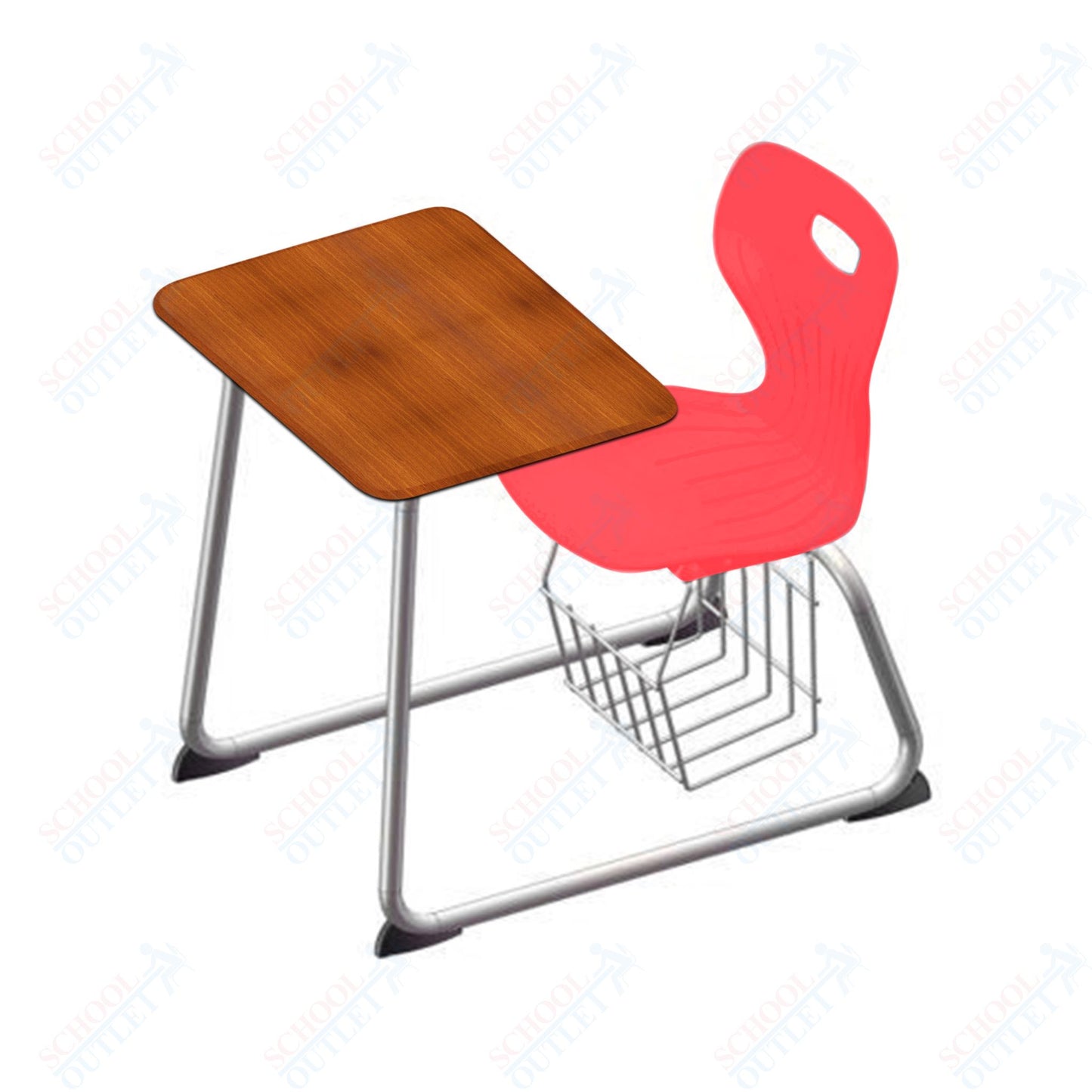 USA Capitol Euroflex 16" Seat Height Sled Combo Desks with Book Basket Hard Palstic Top (USC-3016HP)