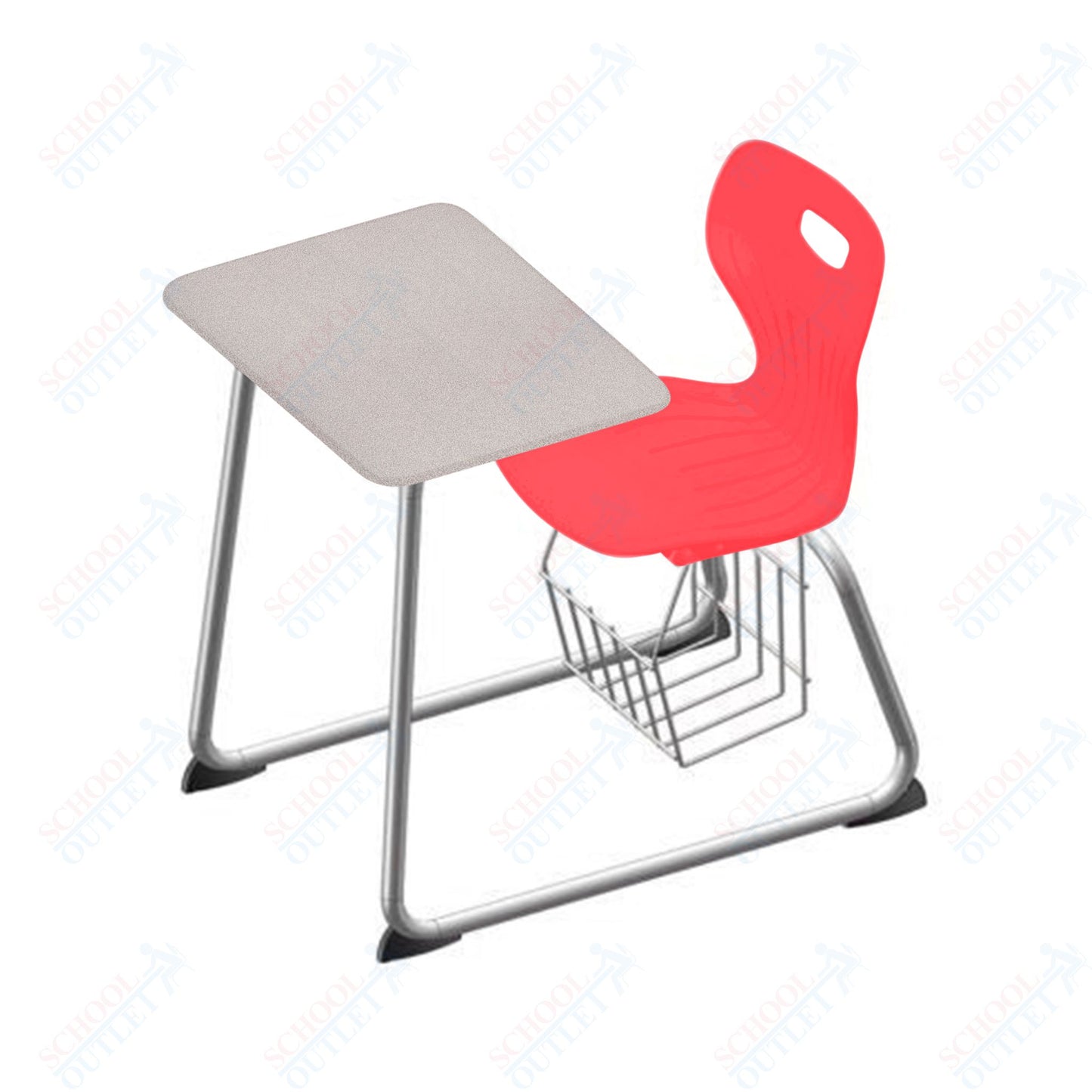 USA Capitol Euroflex 16" Seat Height Sled Combo Desks with Book Basket Hard Palstic Top (USC-3016HP)