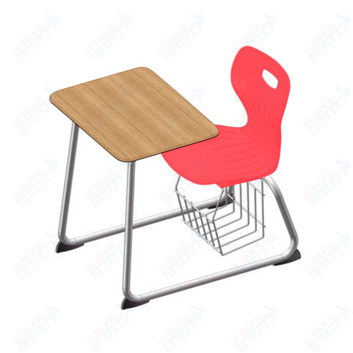 USA Capitol Euroflex 16" Seat Height Sled Combo Desks with Book Basket Hard Palstic Top (USC-3016HP)