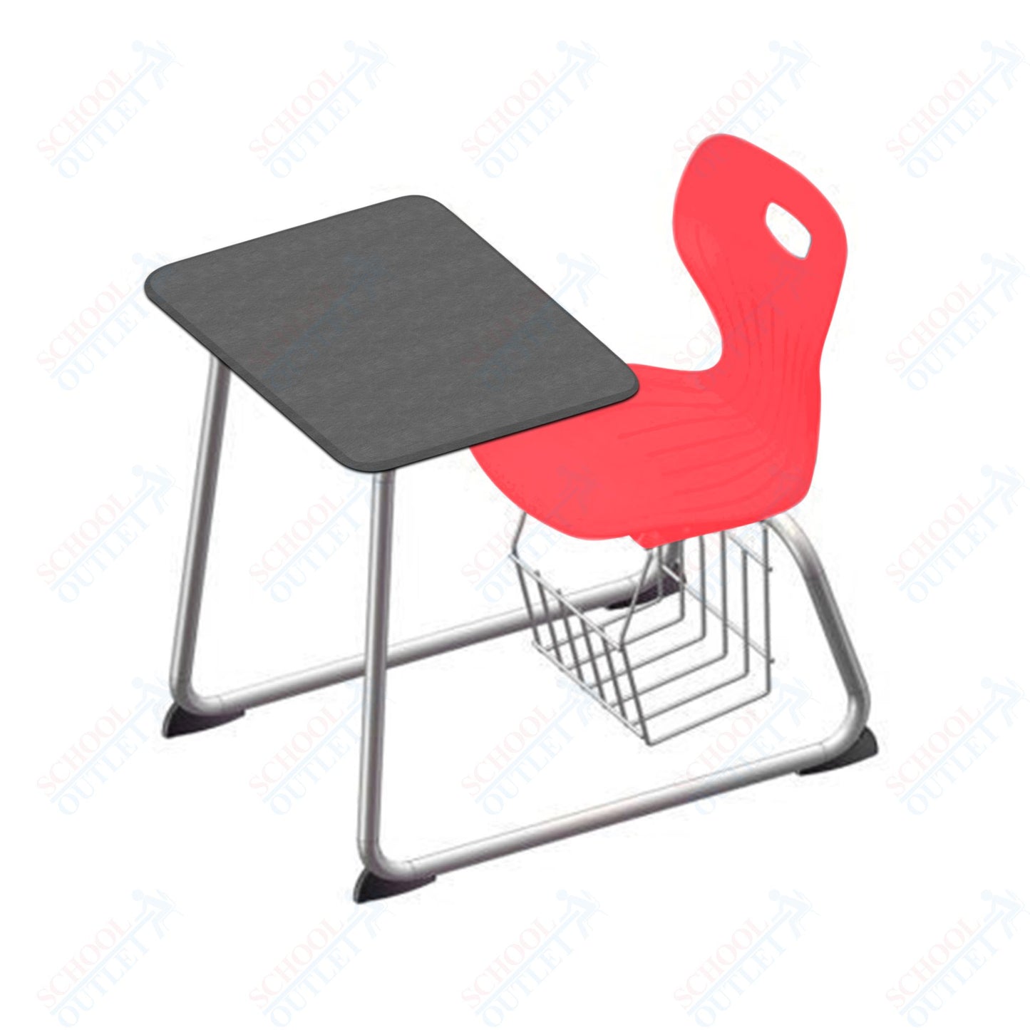 USA Capitol Euroflex 16" Seat Height Sled Combo Desks with Book Basket Hard Palstic Top (USC-3016HP)