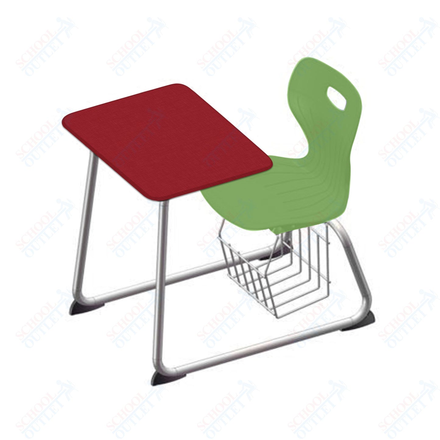 USA Capitol Euroflex 16" Seat Height Sled Combo Desks with Book Basket and HPL Top (USC-3016HPCL)