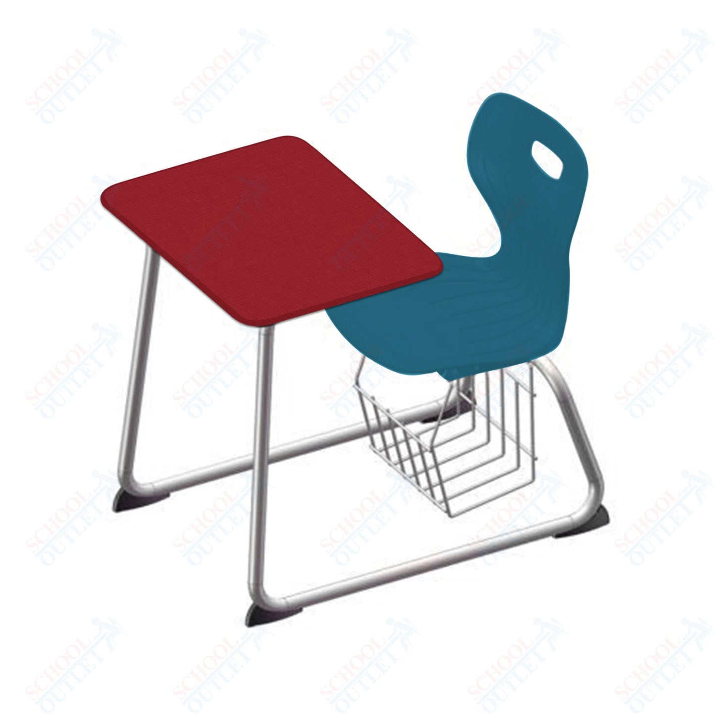 USA Capitol Euroflex 16" Seat Height Sled Combo Desks with Book Basket and HPL Top (USC-3016HPCL)