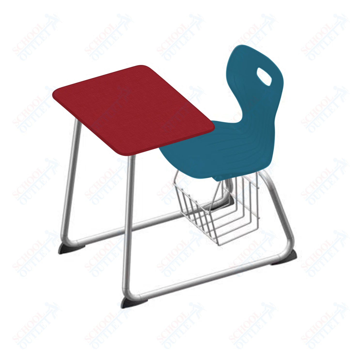 USA Capitol Euroflex 16" Seat Height Sled Combo Desks with Book Basket and HPL Top (USC-3016HPCL)