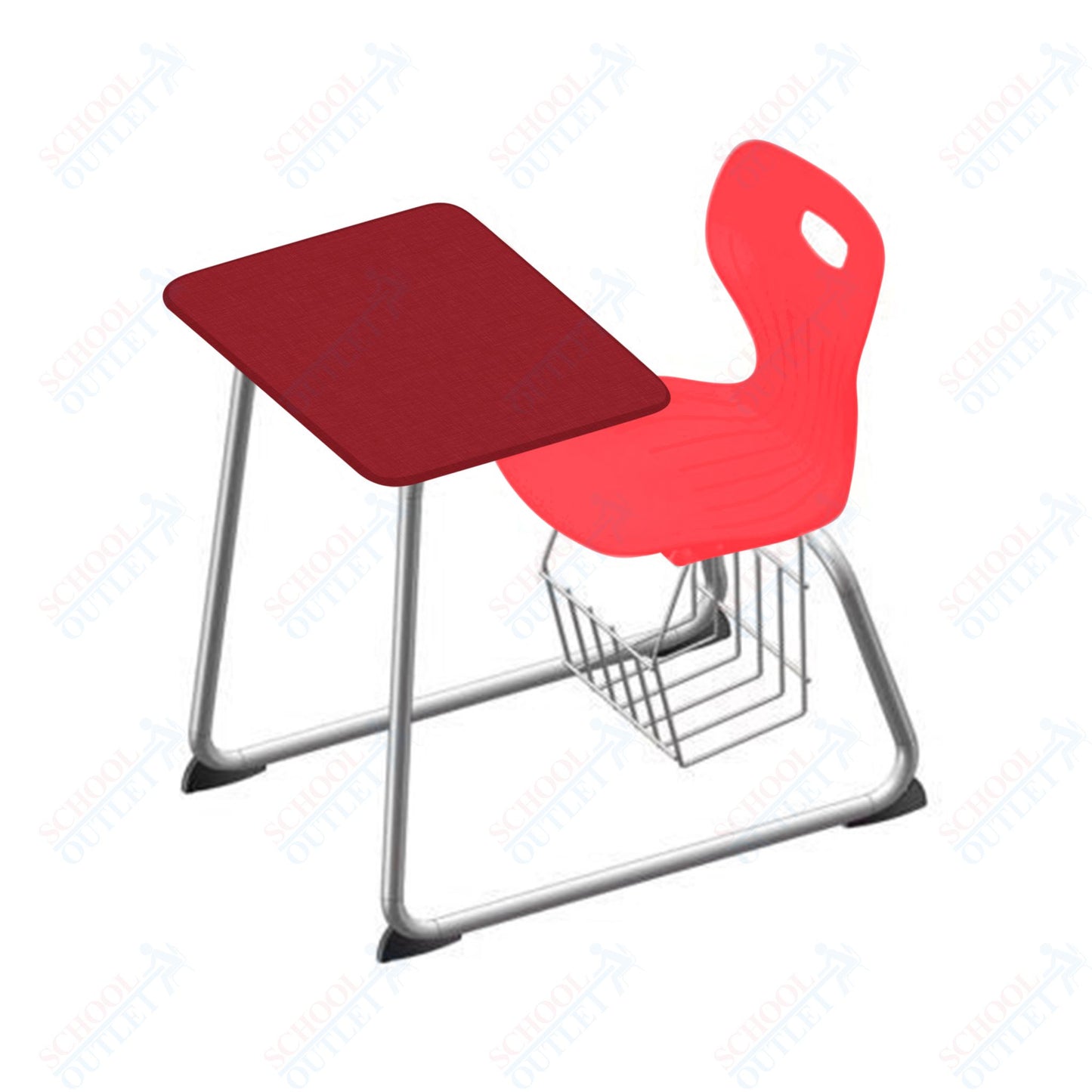 USA Capitol Euroflex 16" Seat Height Sled Combo Desks with Book Basket and HPL Top (USC-3016HPCL)
