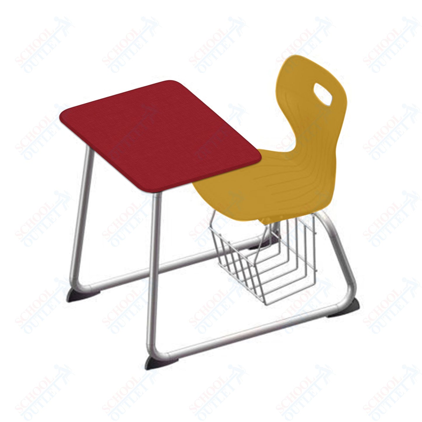 USA Capitol Euroflex 16" Seat Height Sled Combo Desks with Book Basket and HPL Top (USC-3016HPCL)