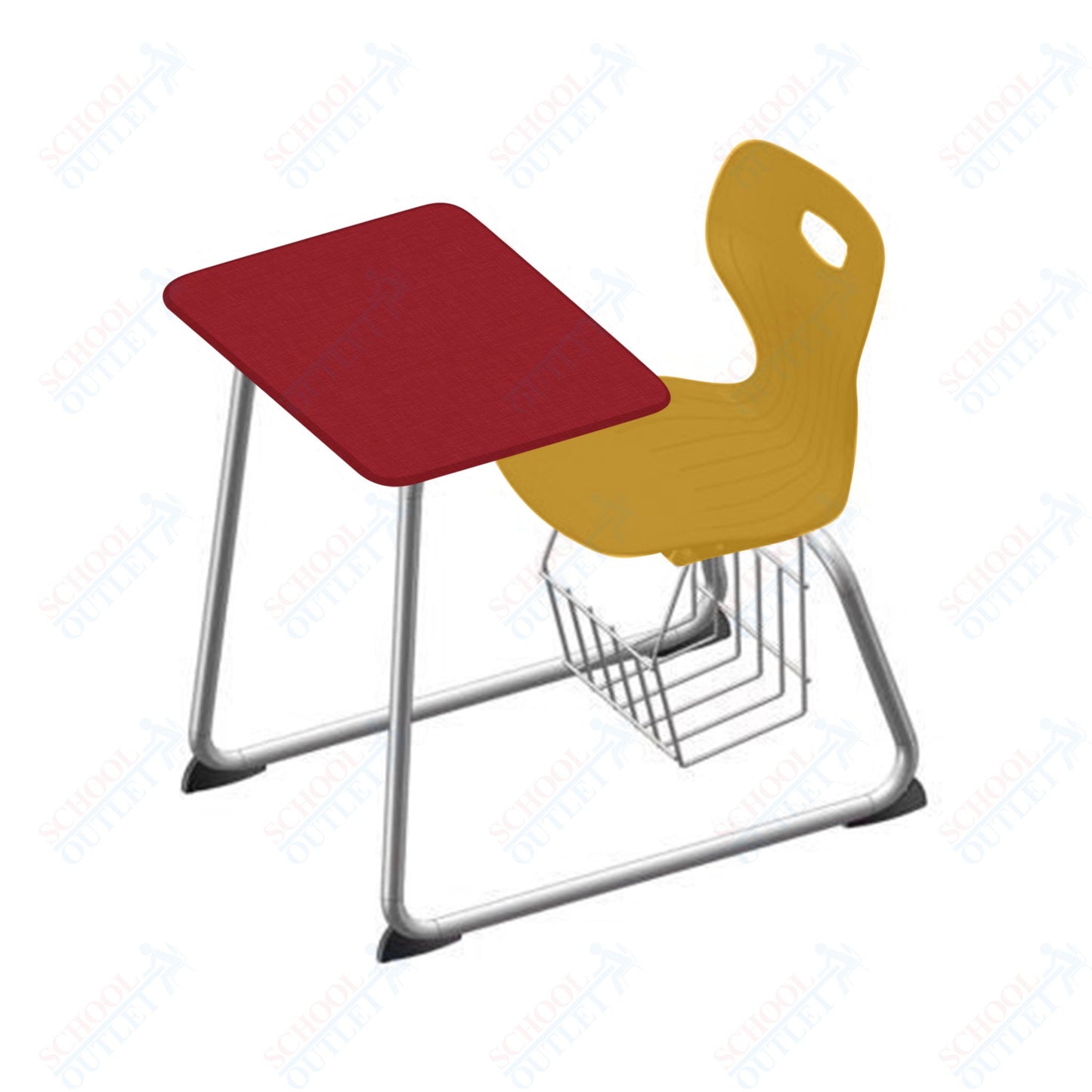 USA Capitol Euroflex 16" Seat Height Sled Combo Desks with Book Basket and HPL Top (USC-3016HPCL)