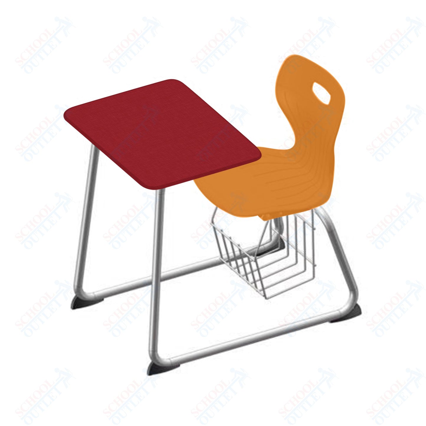 USA Capitol Euroflex 16" Seat Height Sled Combo Desks with Book Basket and HPL Top (USC-3016HPCL)