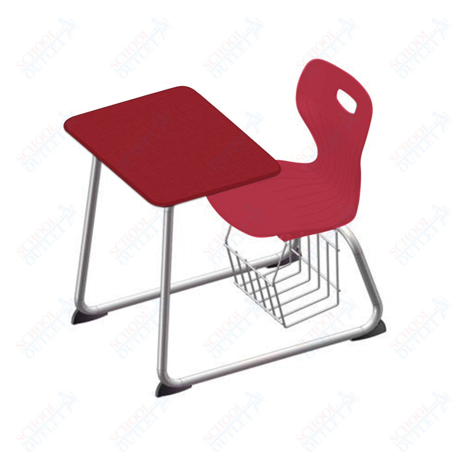 USA Capitol Euroflex 16" Seat Height Sled Combo Desks with Book Basket and HPL Top (USC-3016HPCL)