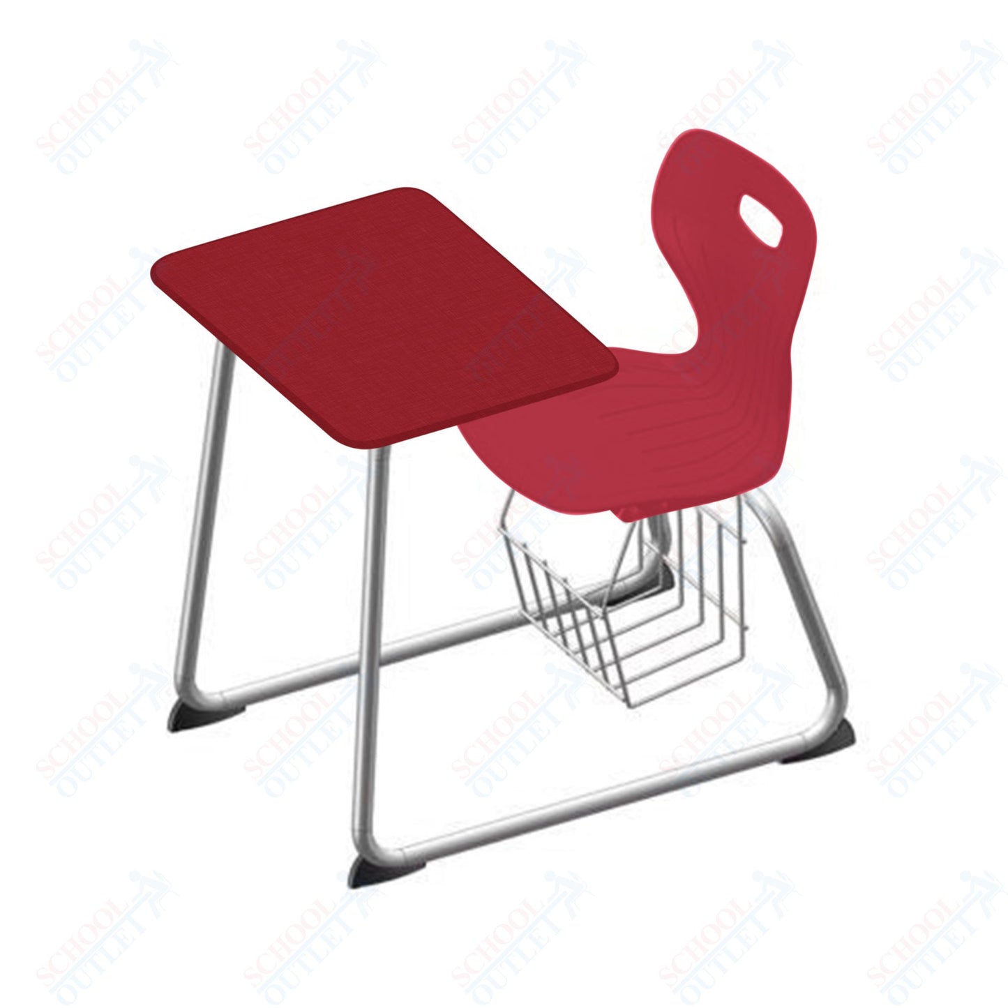 USA Capitol Euroflex 16" Seat Height Sled Combo Desks with Book Basket and HPL Top (USC-3016HPCL)