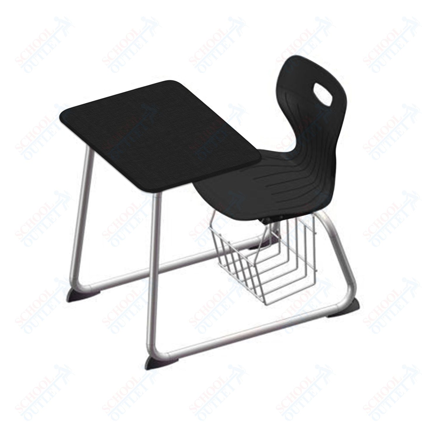 USA Capitol Euroflex 16" Seat Height Sled Combo Desks with Book Basket and HPL Top (USC-3016HPCL)
