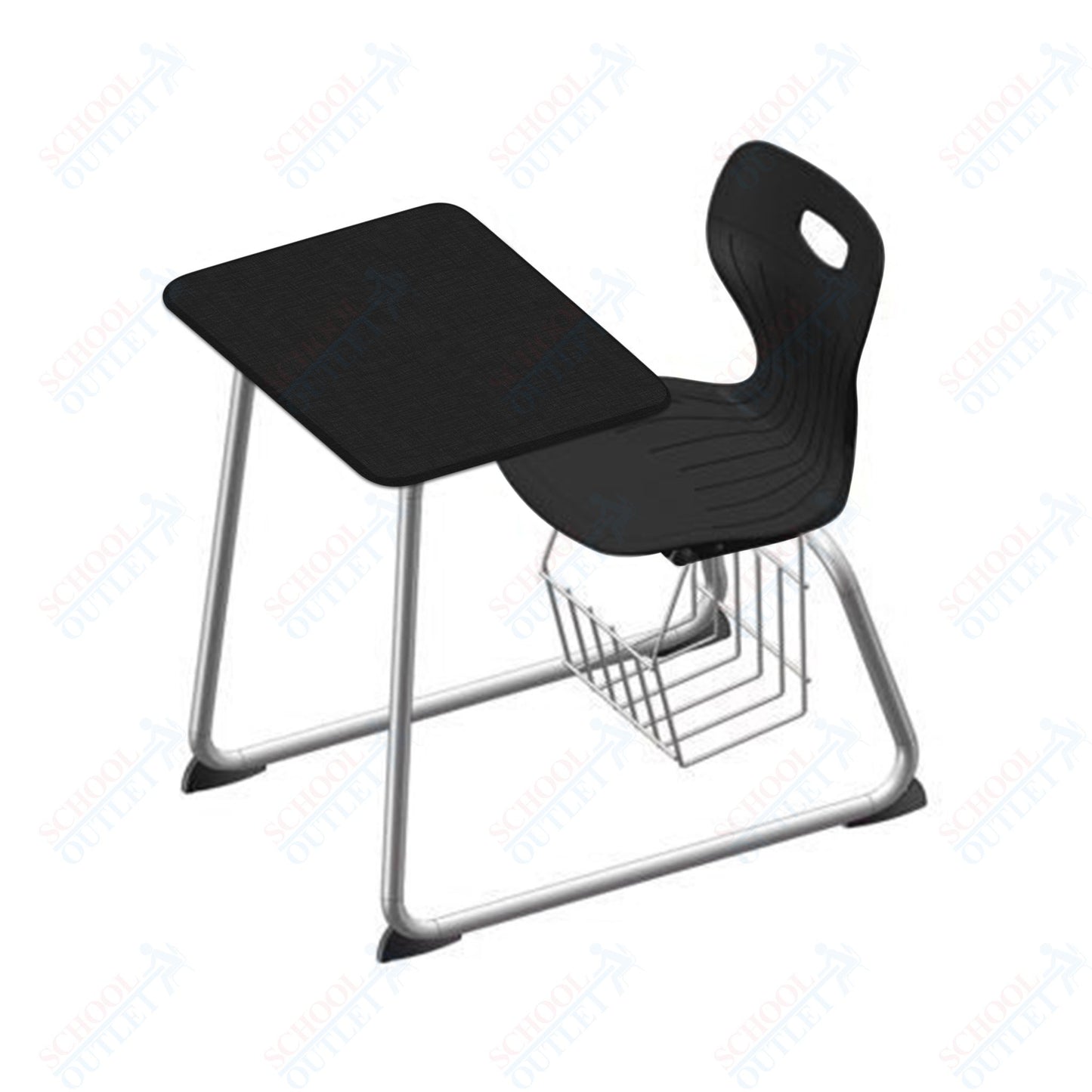 USA Capitol Euroflex 16" Seat Height Sled Combo Desks with Book Basket and HPL Top (USC-3016HPCL)