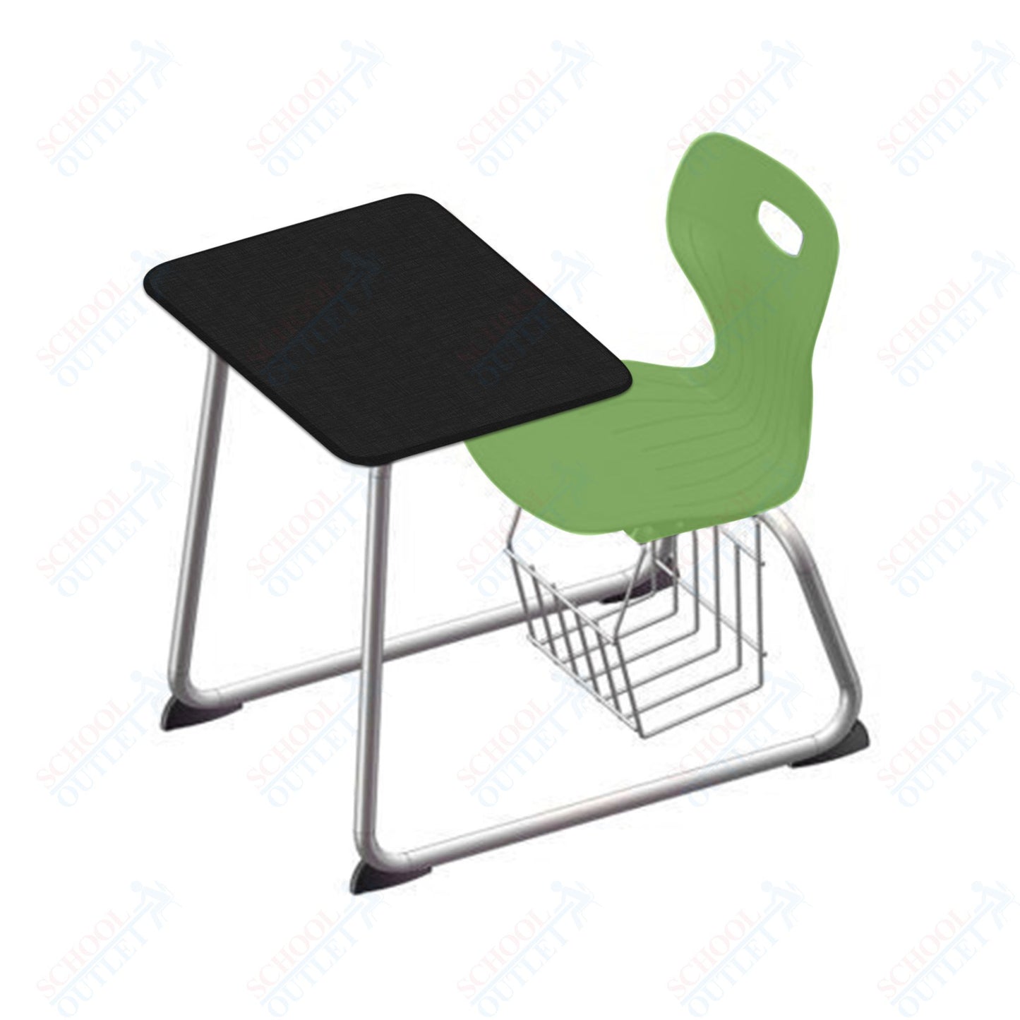 USA Capitol Euroflex 16" Seat Height Sled Combo Desks with Book Basket and HPL Top (USC-3016HPCL)