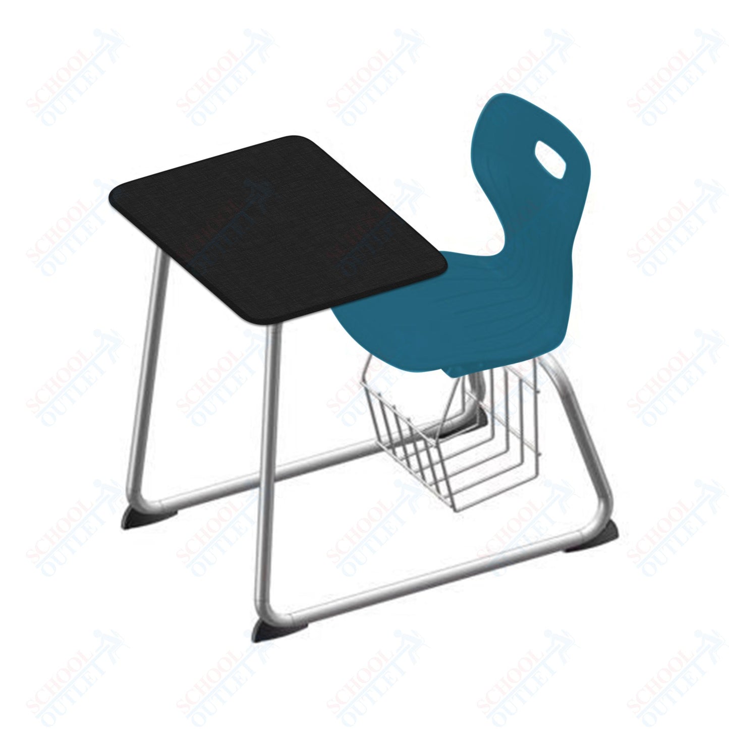 USA Capitol Euroflex 16" Seat Height Sled Combo Desks with Book Basket and HPL Top (USC-3016HPCL)