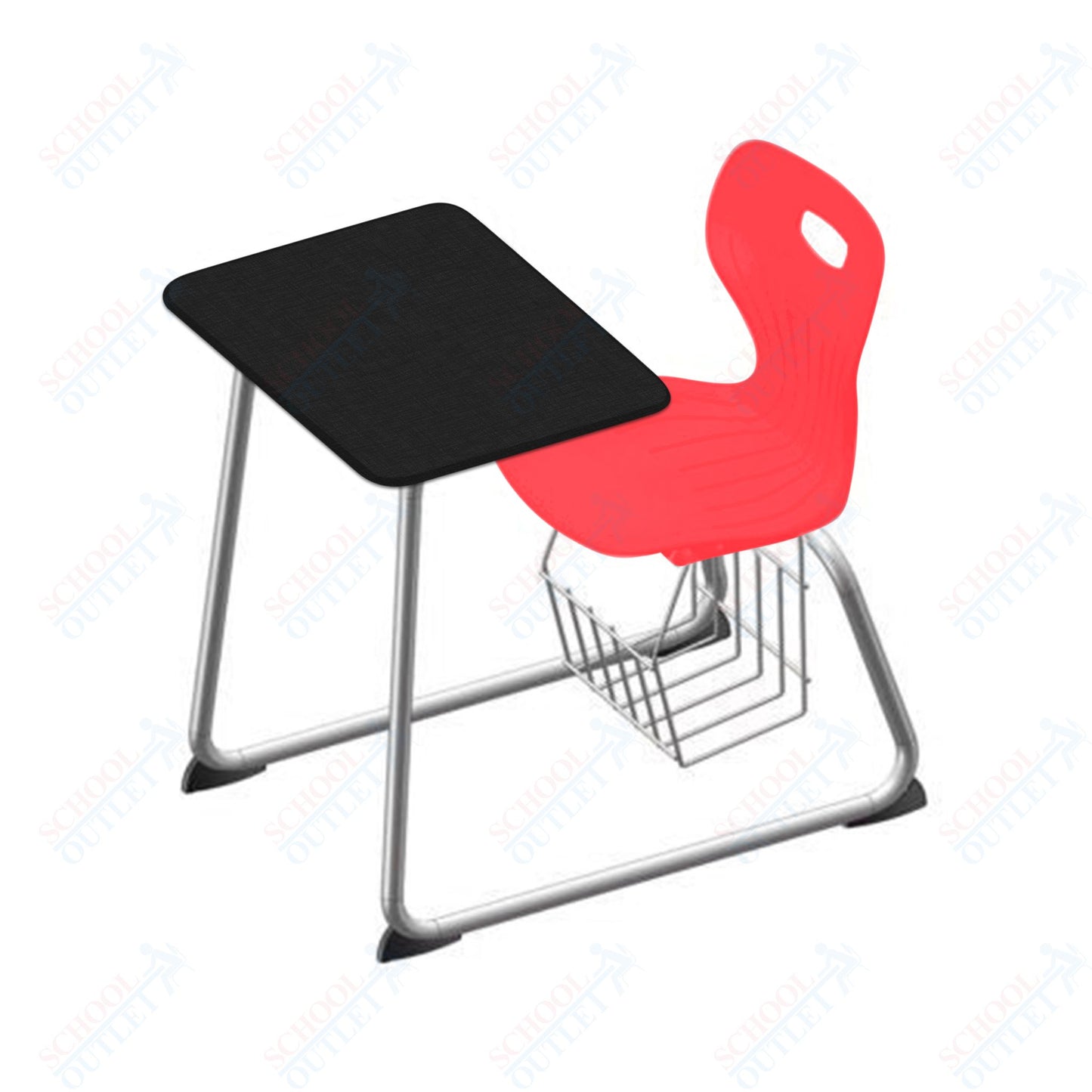 USA Capitol Euroflex 16" Seat Height Sled Combo Desks with Book Basket and HPL Top (USC-3016HPCL)