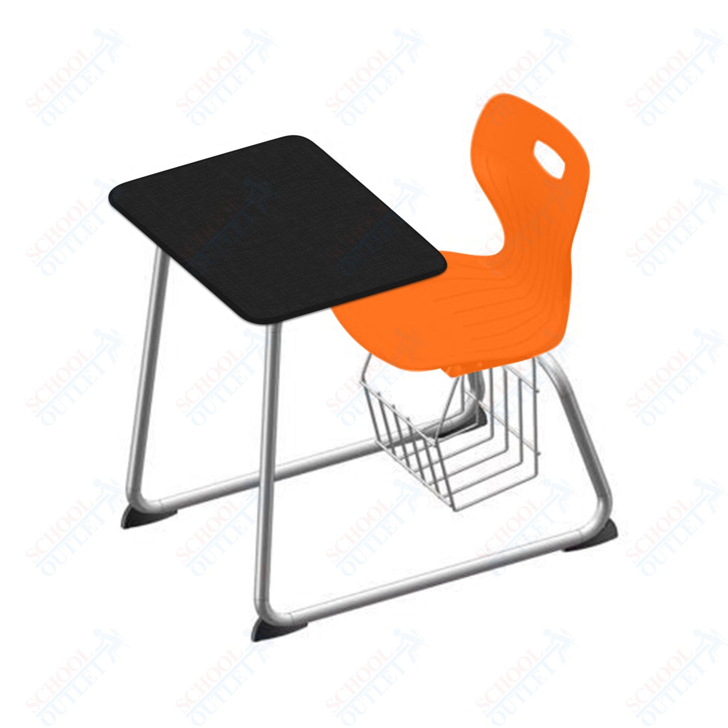 USA Capitol Euroflex 16" Seat Height Sled Combo Desks with Book Basket and HPL Top (USC-3016HPCL)