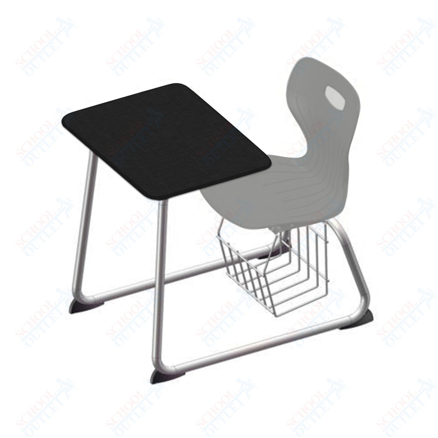 USA Capitol Euroflex 16" Seat Height Sled Combo Desks with Book Basket and HPL Top (USC-3016HPCL)