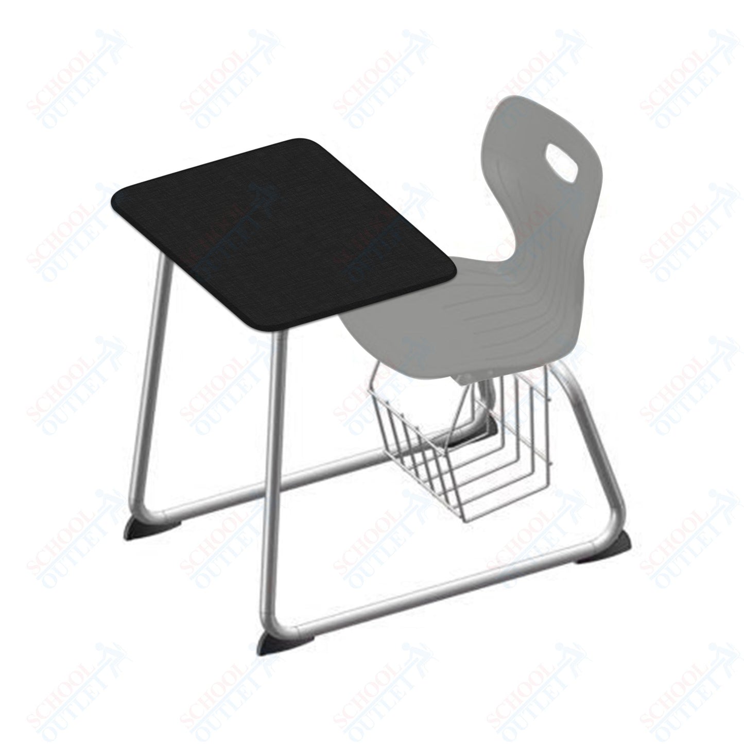 USA Capitol Euroflex 16" Seat Height Sled Combo Desks with Book Basket and HPL Top (USC-3016HPCL)