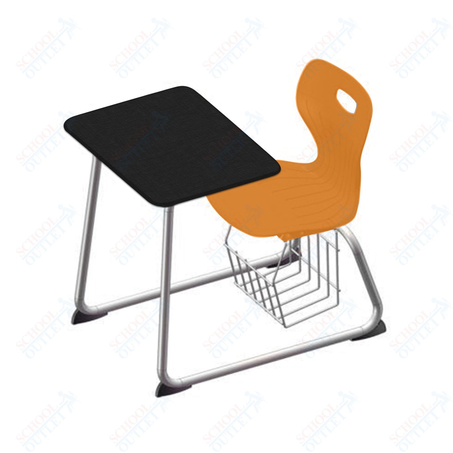 USA Capitol Euroflex 16" Seat Height Sled Combo Desks with Book Basket and HPL Top (USC-3016HPCL)