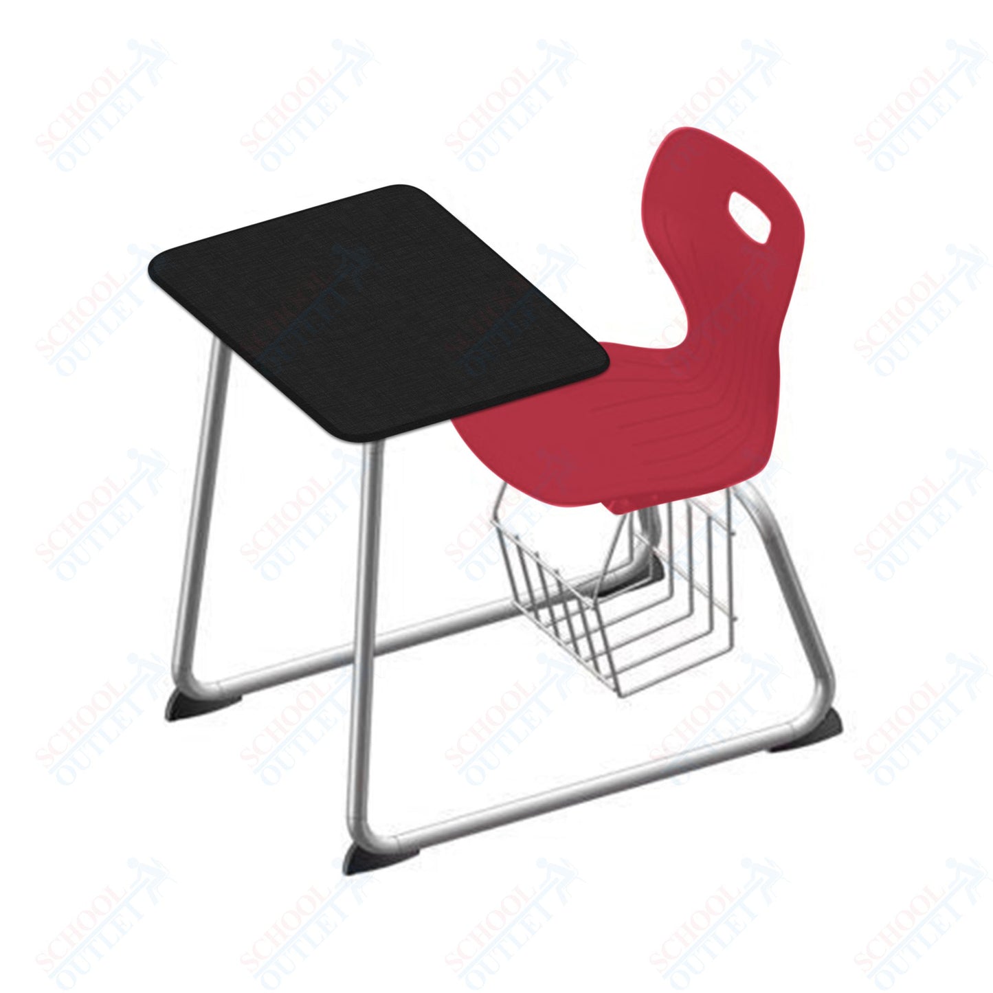 USA Capitol Euroflex 16" Seat Height Sled Combo Desks with Book Basket and HPL Top (USC-3016HPCL)