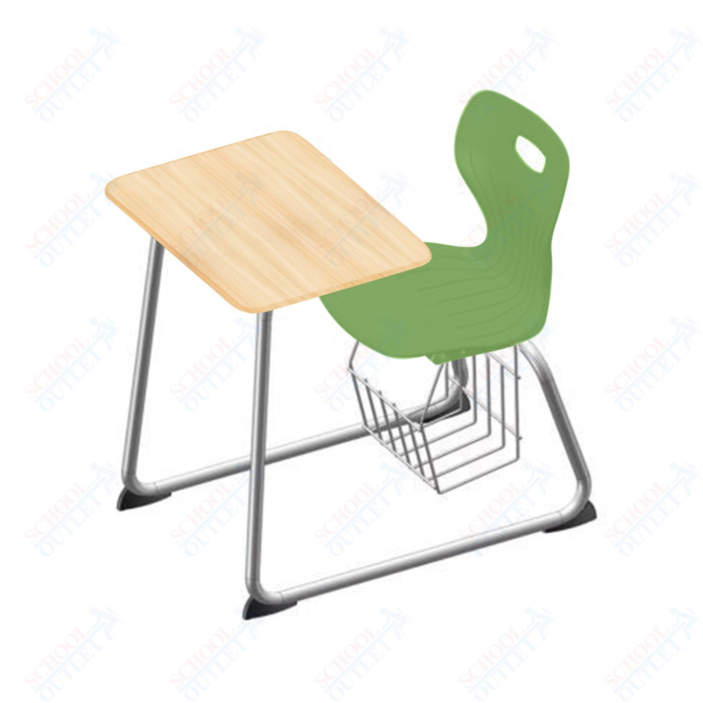 USA Capitol Euroflex 16" Seat Height Sled Combo Desks with Book Basket and HPL Top (USC-3016HPCL)