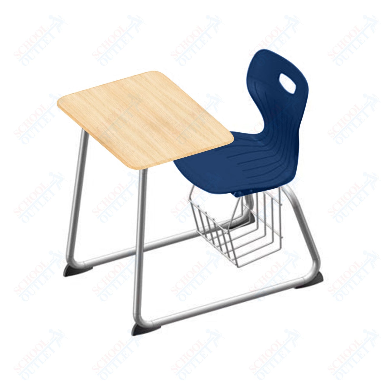 USA Capitol Euroflex 16" Seat Height Sled Combo Desks with Book Basket and HPL Top (USC-3016HPCL)